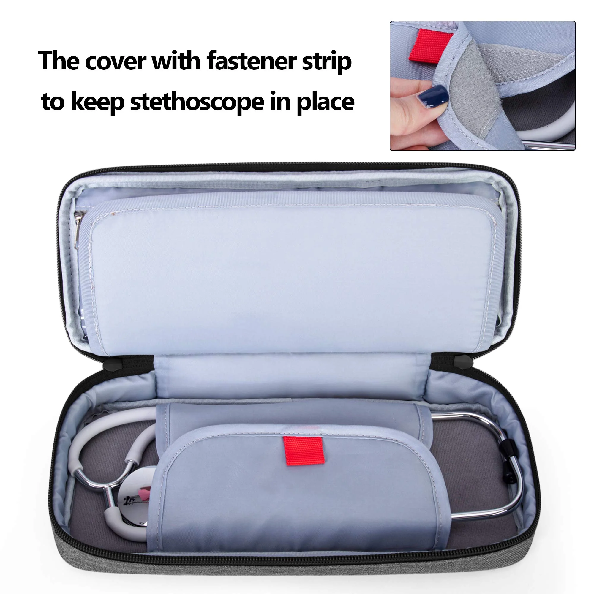 Trunab Stethoscope Pencil Case Grey with Inner Pocket Empty Stethoscope Case Compatible with 3M Littmann/MDF/ADC and Other Accessories gray - Image 2