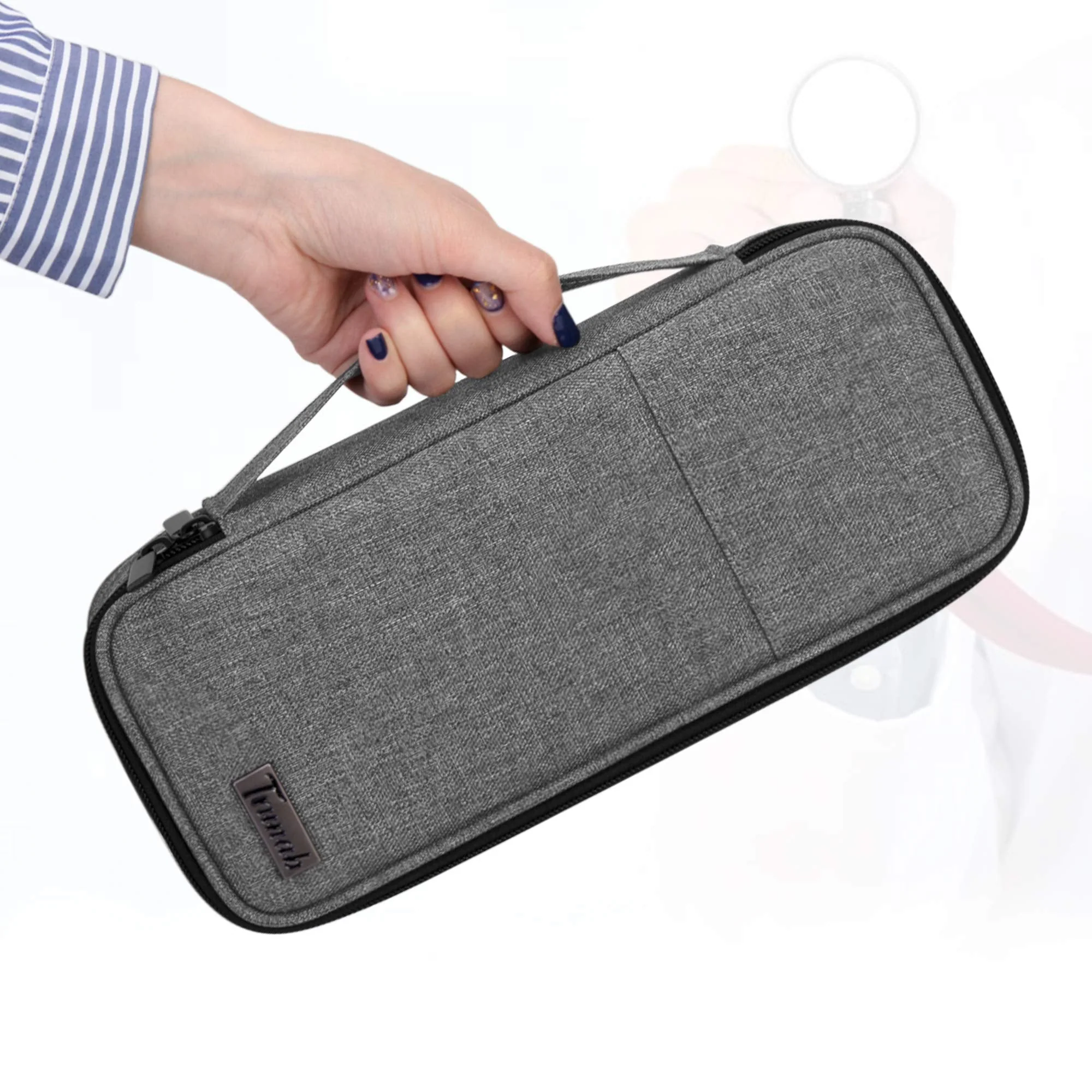 Trunab Stethoscope Pencil Case Grey with Inner Pocket Empty Stethoscope Case Compatible with 3M Littmann/MDF/ADC and Other Accessories gray - Image 4