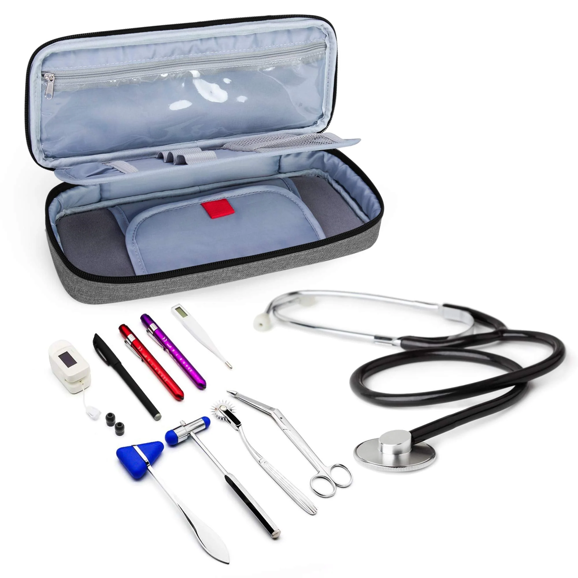 Trunab Stethoscope Pencil Case Grey with Inner Pocket Empty Stethoscope Case Compatible with 3M Littmann/MDF/ADC and Other Accessories gray - Image 5