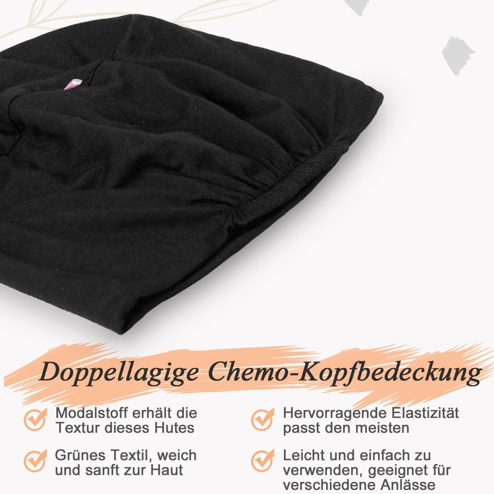 TSKNOMO 4 Pieces Chemo Headwear for Women Chemo Caps Sleep Cap for Hair Loss Black + Grey Green + Light Blue + Pink - Image 3