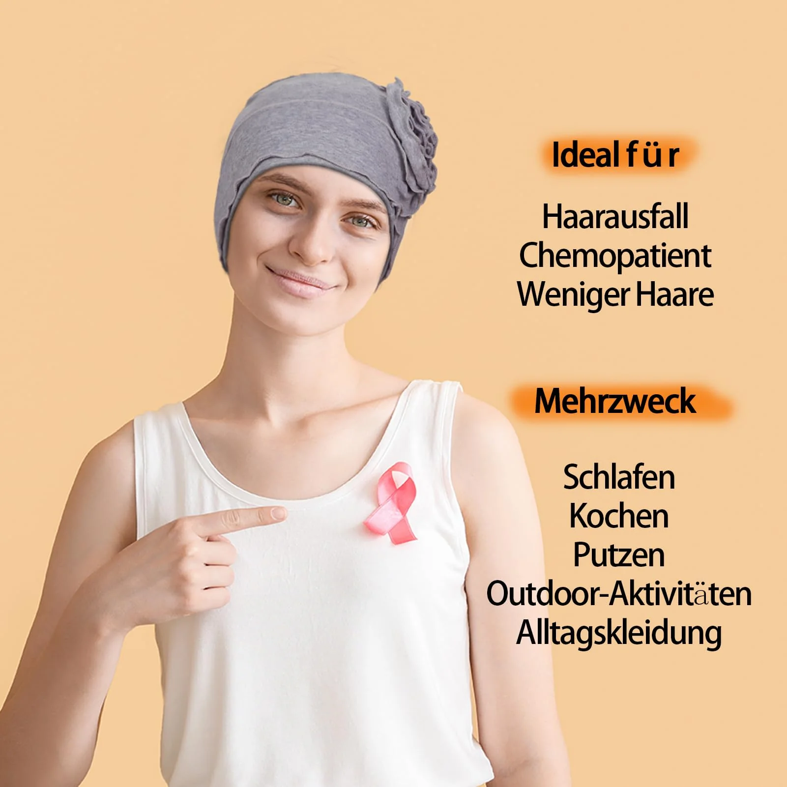 TSKNOMO 4 Pieces Chemo Headwear Set for Women, Breathable Cancer Headwear, Elastic Chemo Hats for Women with Hair Loss Light Grey + Light Purple + Light Blue + Khaki - Image 4