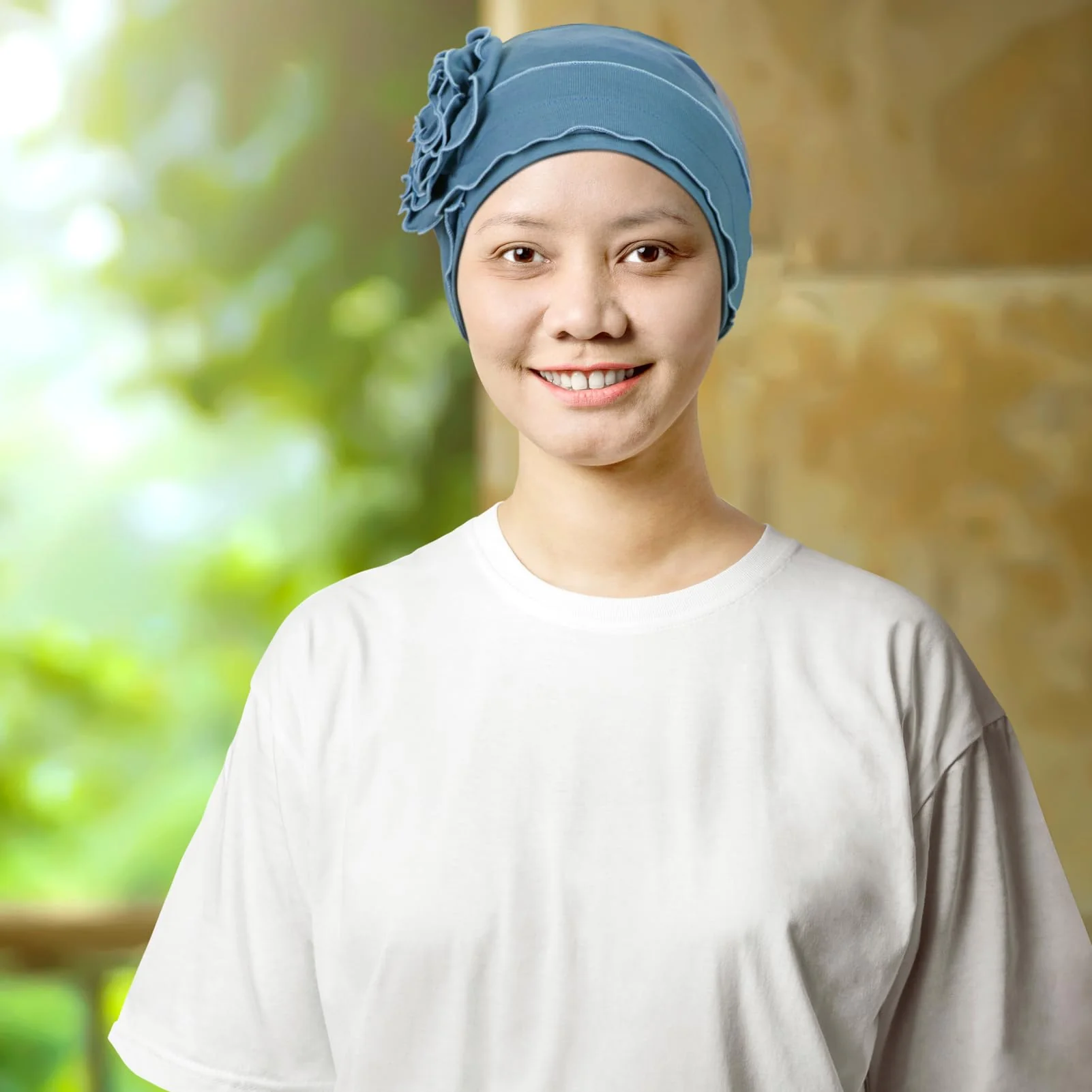 TSKNOMO 4 Pieces Chemo Headwear Set for Women, Breathable Cancer Headwear, Elastic Chemo Hats for Women with Hair Loss Light Grey + Light Purple + Light Blue + Khaki - Image 5