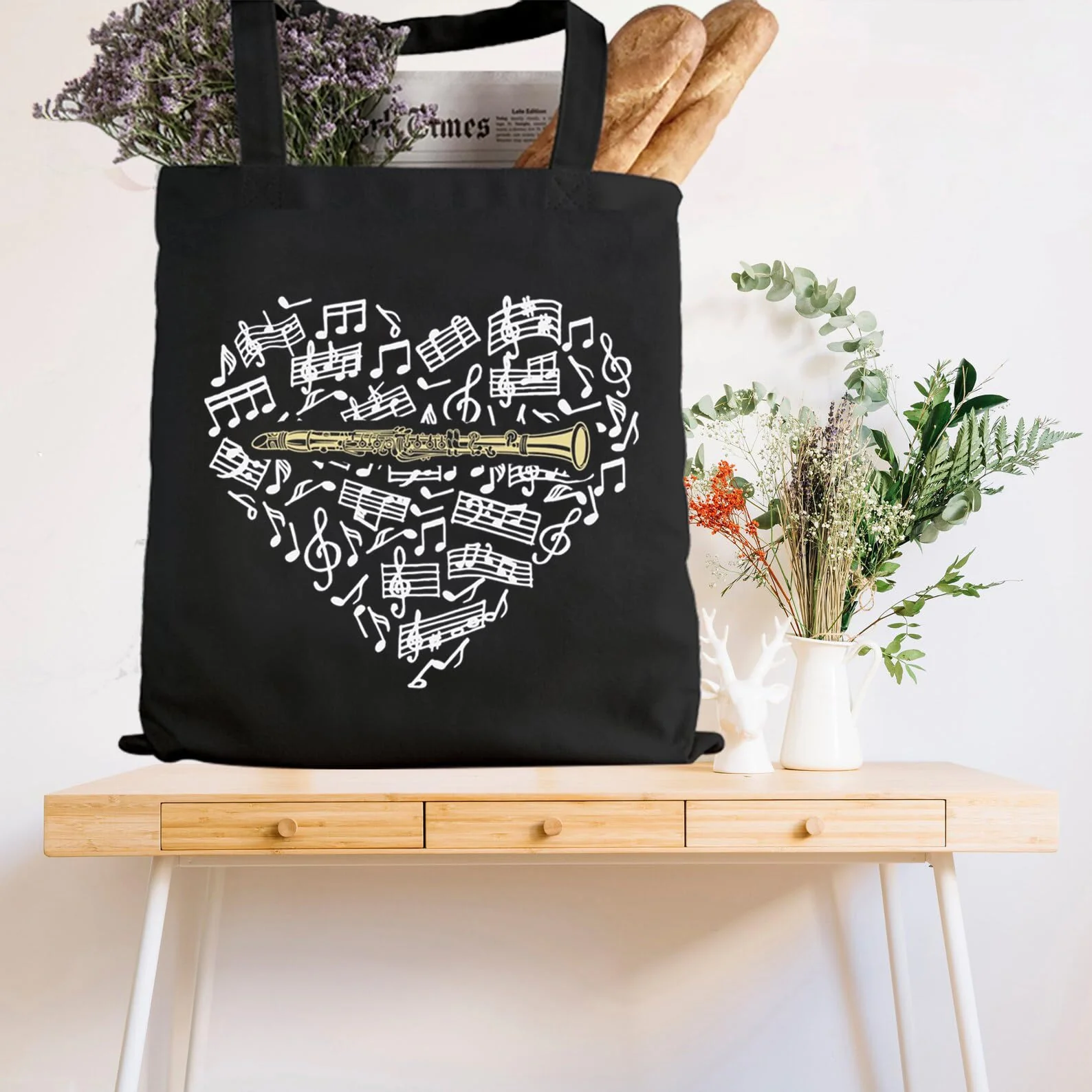 TSOTMO Clarinetist Tote Bag Music Lover Gift Music Recording Studio Gift Clarinet Gift For Women Clarinet Tote - Image 6