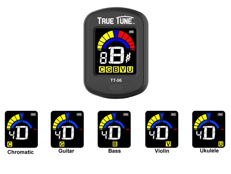TT-06 Rechargeable Clip-On Chromatic Instrument Tuner for Guitar, Bass, Ukulele, Banjo, Violin, Mandolin with Full Color Display - Image 4