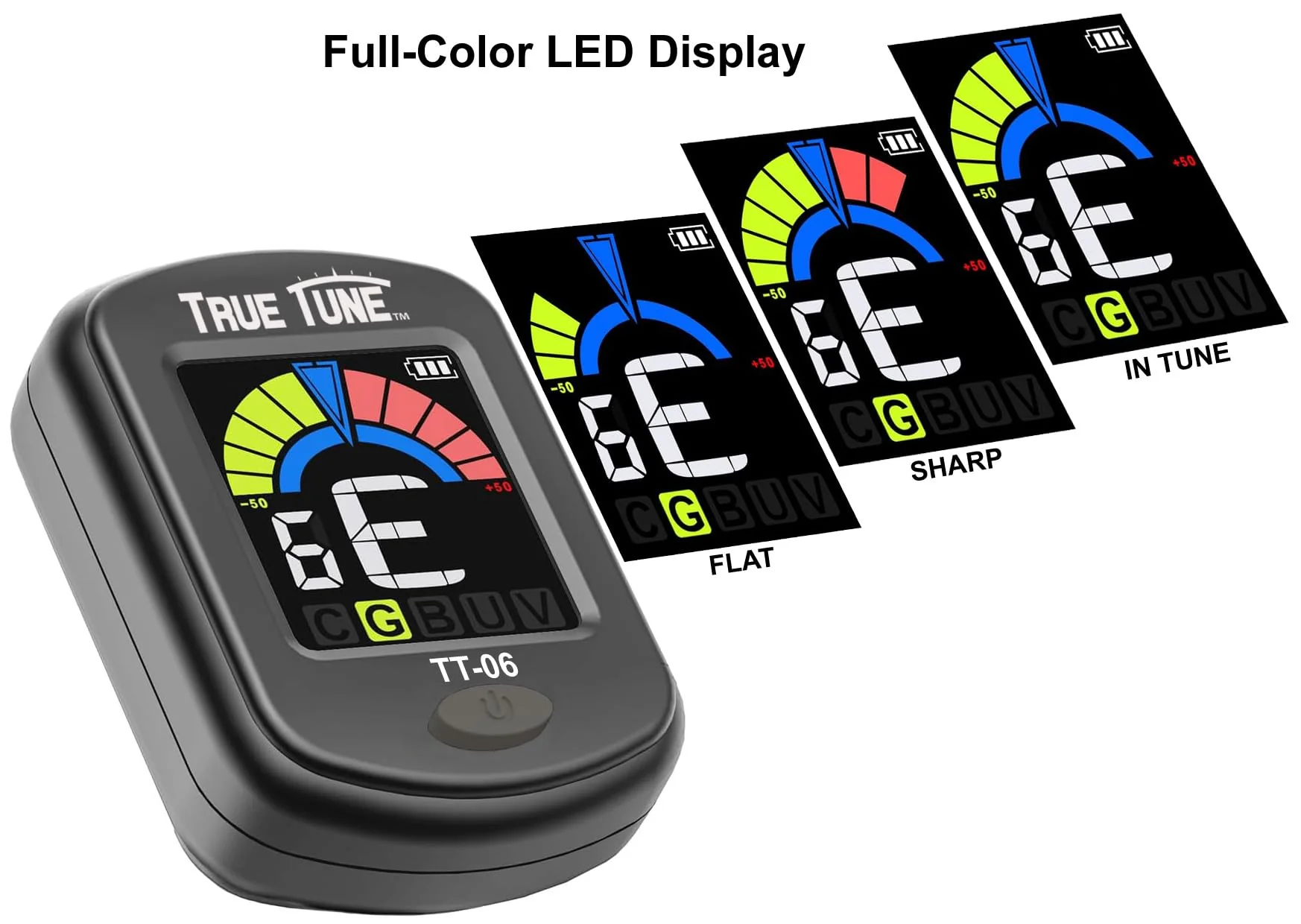 TT-06 Rechargeable Clip-On Chromatic Instrument Tuner for Guitar, Bass, Ukulele, Banjo, Violin, Mandolin with Full Color Display - Image 5