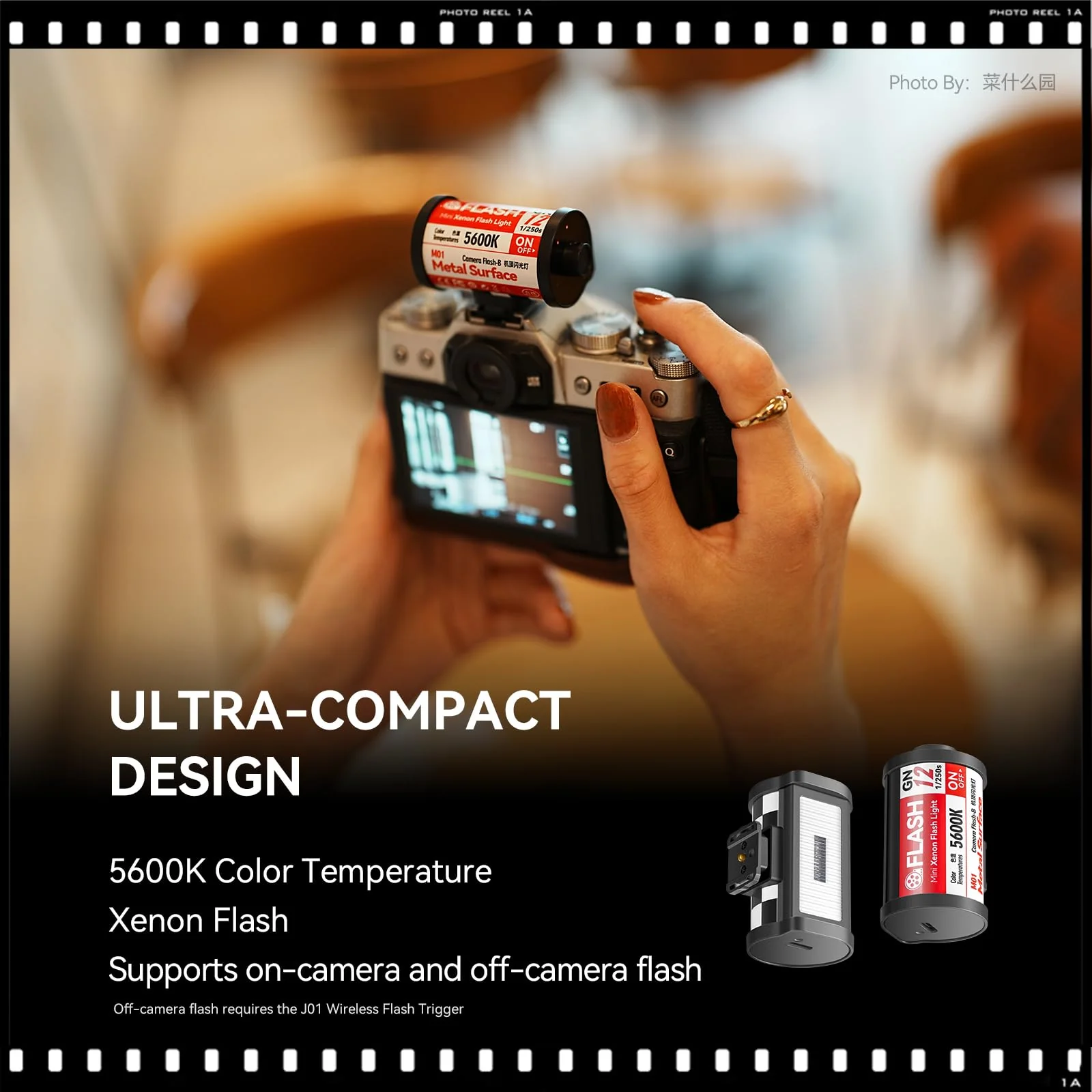 TTARTISAN M01 On-Camera Flash, Mini Flash Speedlite for Hot Shoe Camera, Lightweight Xenon Flash Light with 4 Power Level GN12 5600K±200K Compact Retro Camera (1) - Image 6