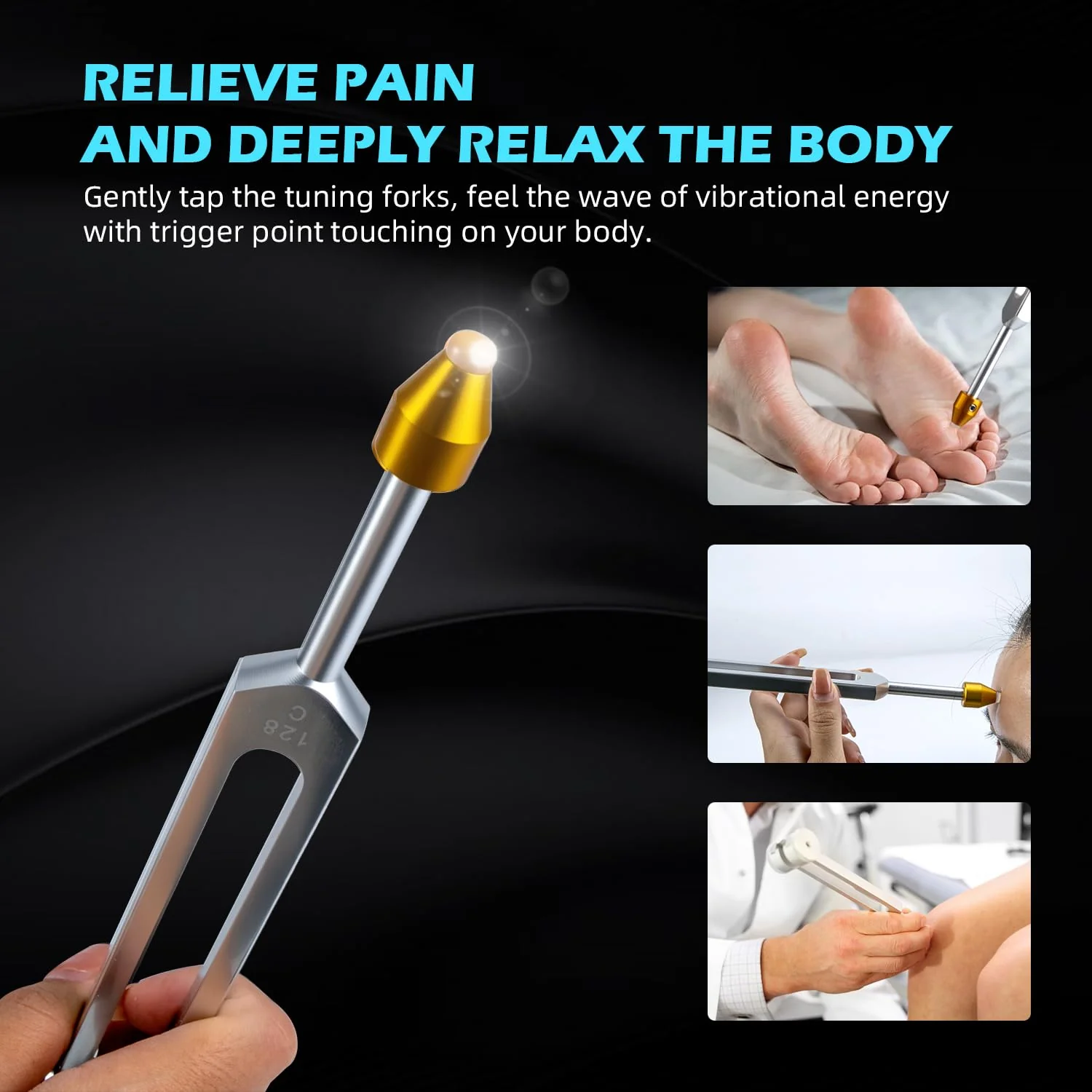 Tuning Forks for Healing, Aluminum Alloy Tuning Fork 128Hz, 136.1Hz, 256Hz, 384Hz, Hockey Puck Activator & feet, Weighted & Unweighted Tuning Fork Set with Vegan Leather Pouch 4PCS Silver - Image 5