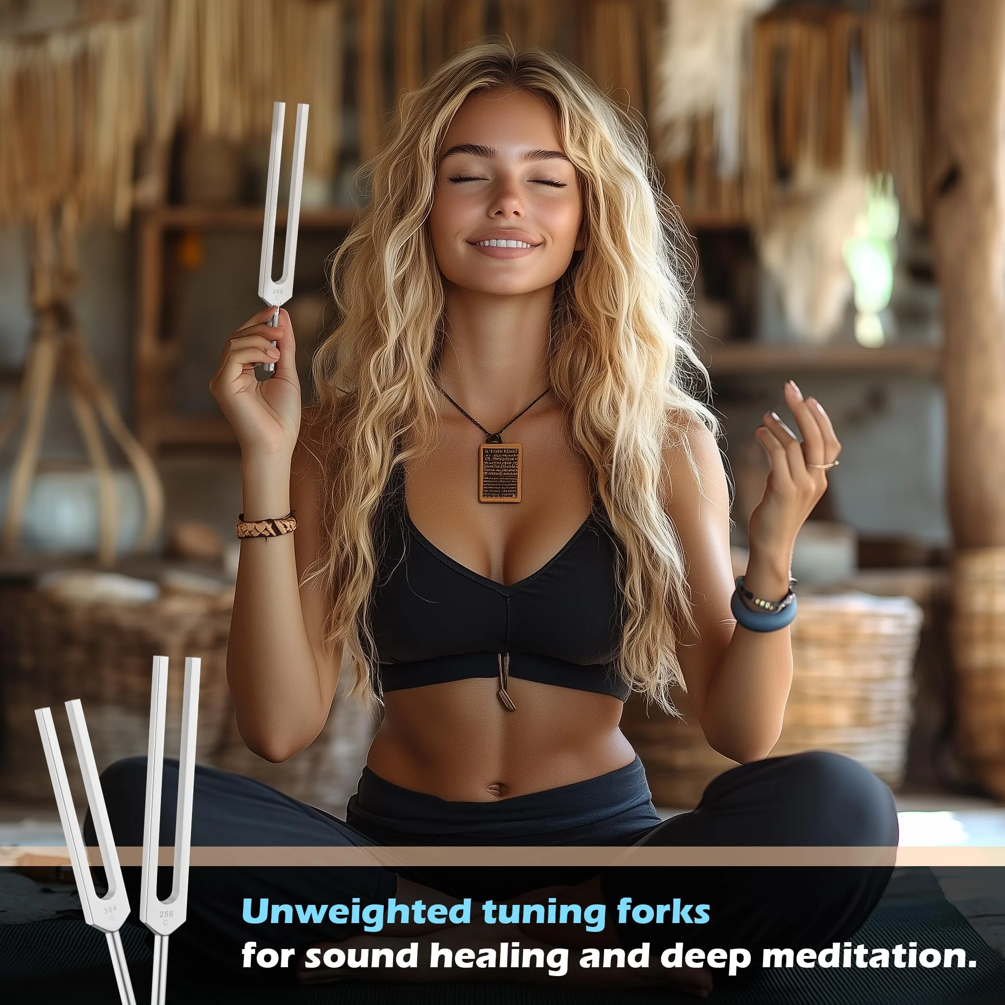 Tuning Forks for Healing, Aluminum Alloy Tuning Fork 128Hz, 136.1Hz, 256Hz, 384Hz, Hockey Puck Activator & feet, Weighted & Unweighted Tuning Fork Set with Vegan Leather Pouch 4PCS Silver - Image 7