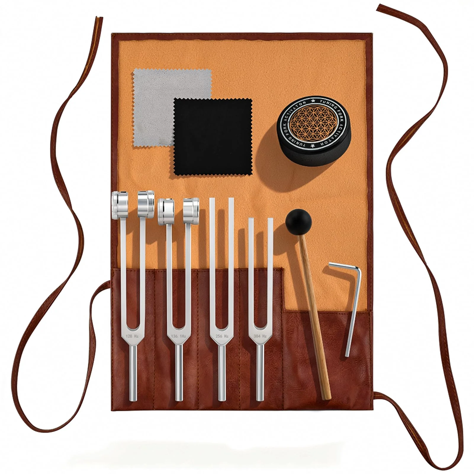 Tuning Forks for Healing Set,‌ Complete Healing Sound Set - 4-Tuning Forks (128Hz, 136.1Hz, 256Hz, 384Hz) + Accessories for Meditation, Yoga & Stress Relief‌ - Image 2
