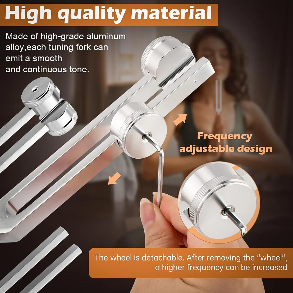 Tuning Forks for Healing Set,‌ Complete Healing Sound Set - 4-Tuning Forks (128Hz, 136.1Hz, 256Hz, 384Hz) + Accessories for Meditation, Yoga & Stress Relief‌ - Image 5
