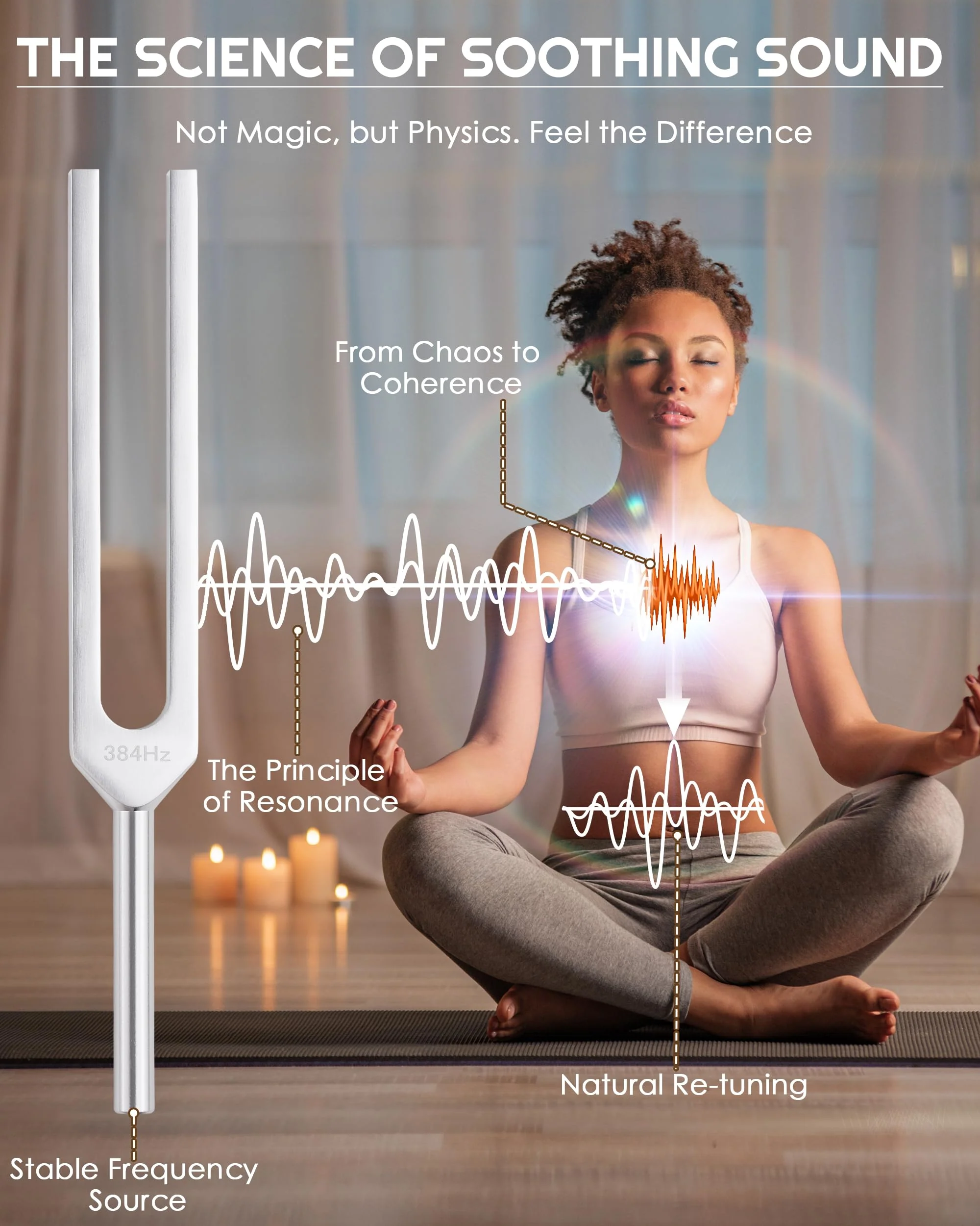 Tuning Forks for Healing Set-128Hz, 136.1Hz, 256Hz, 384Hz Weighted & Unweighted with Activator & Pouch-Complete Sound Therapy Kit for Chakra Balancing, Yoga, Meditation, Stress Relief & Energy Healing - Image 3