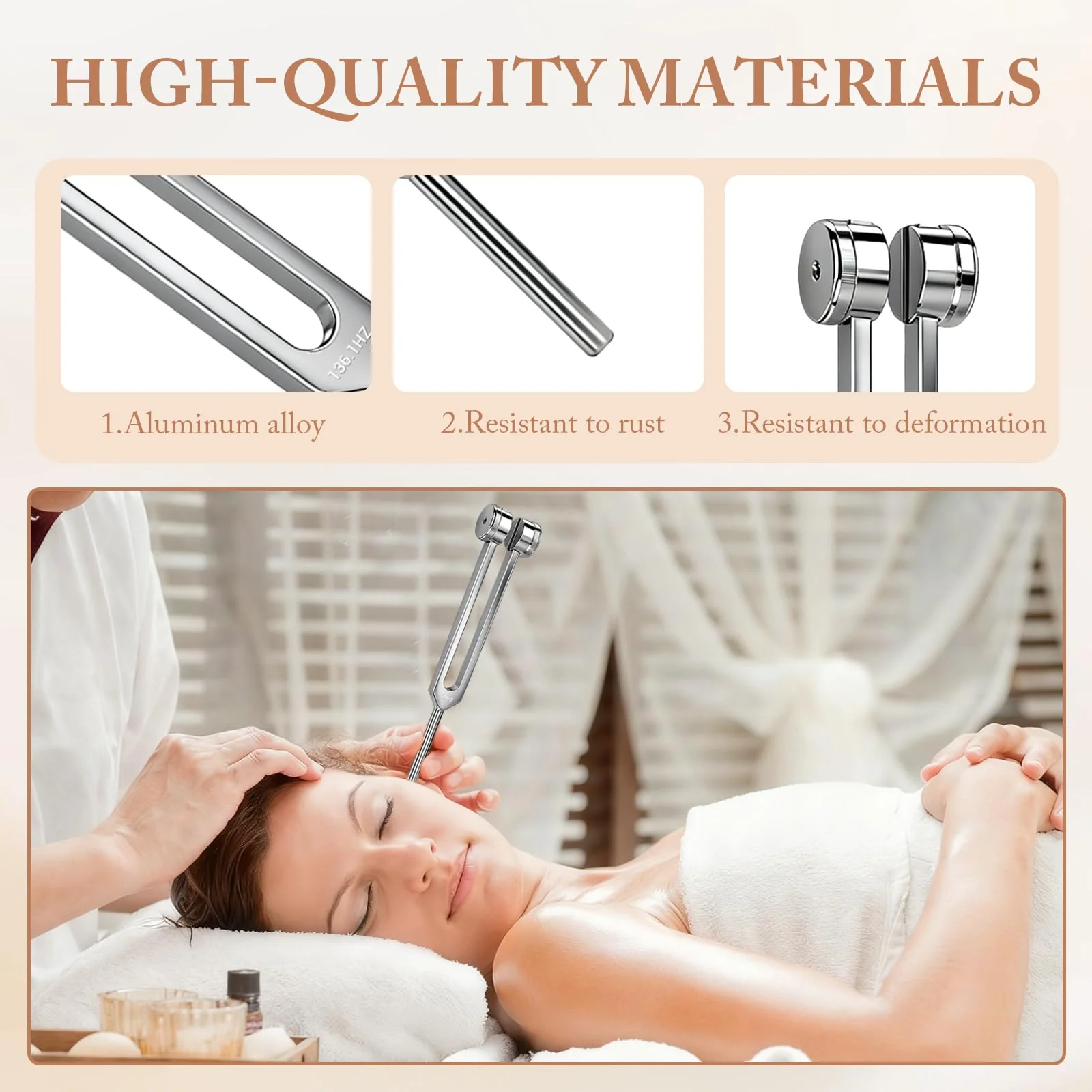 Tuning Forks for Healing Set (128Hz, 136.1Hz, 256Hz, 384Hz) with Activator & Wooden Mallet, Chakra Healing, Sound Therapy, Reiki, Yoga, Energy Balancing Tools - Image 2