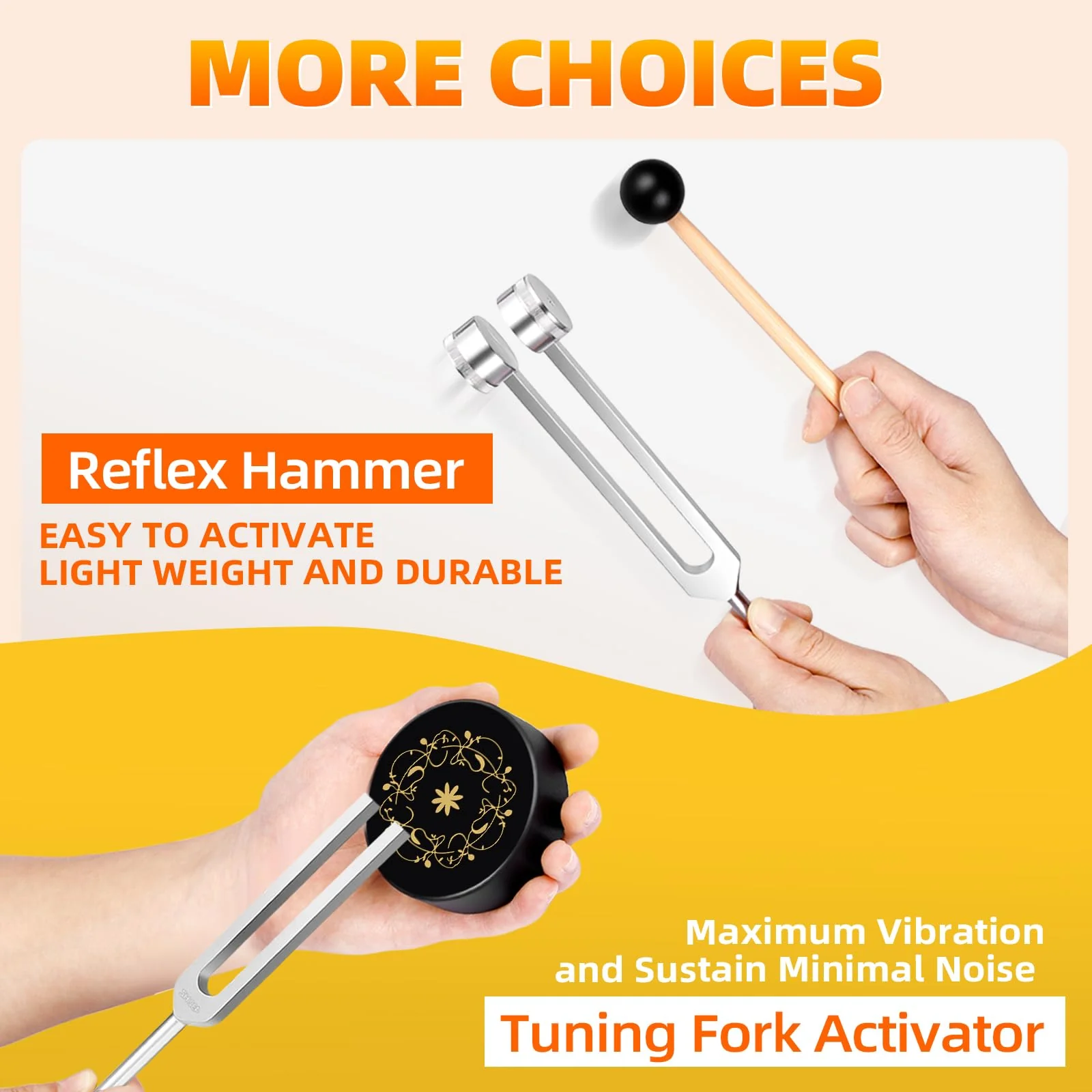 Tuning Forks for Healing(128Hz, 136.1Hz, 432Hz, 528Hz),Medical-Grade Weighted & Unweighted Tuning Forks Set with Vegan Leather Pouch &Activator, for Chakra/Sound Therapy/Yoga/Meditation - Image 6