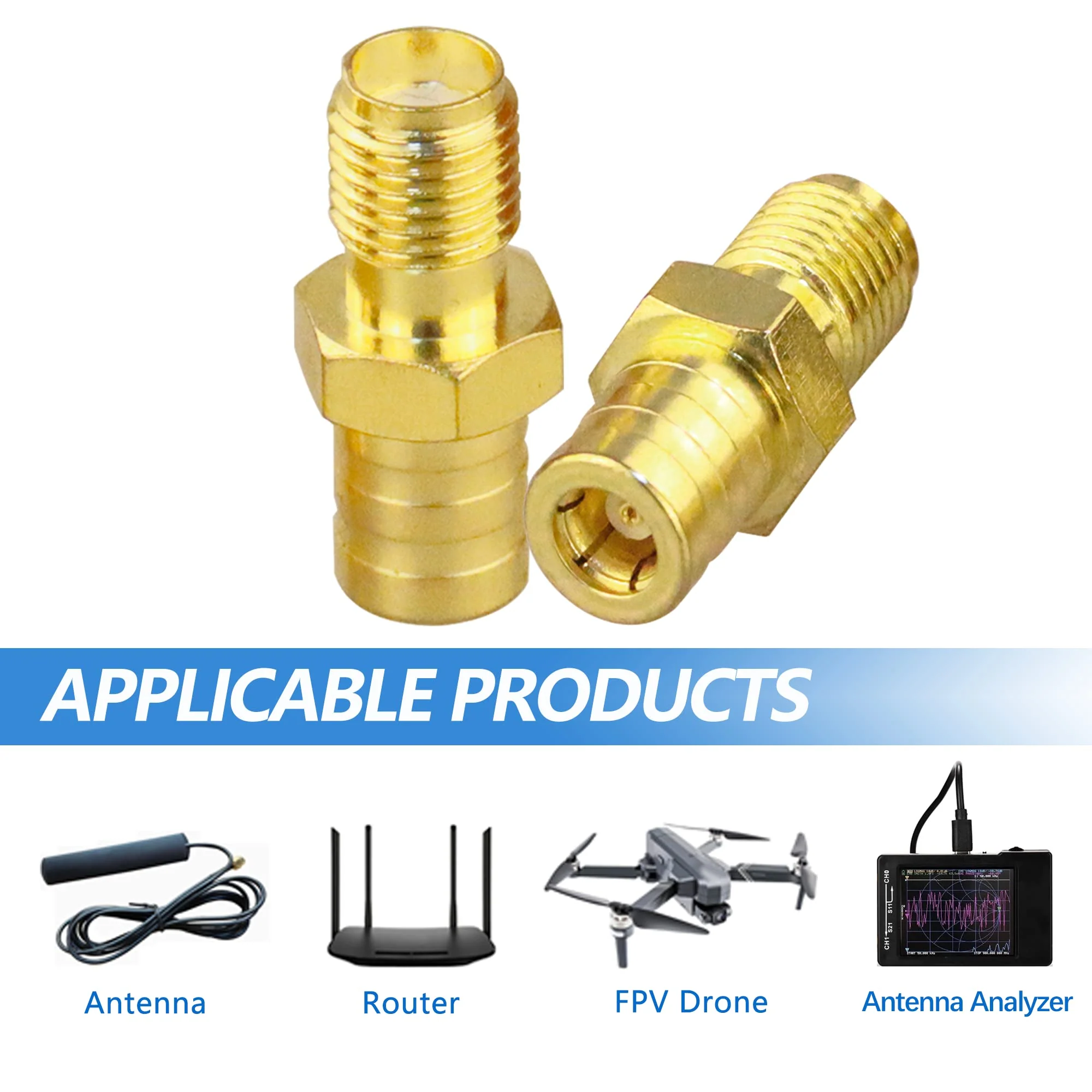 TUOLNK SMA to SMB Adapter SMB Female to SMA Female Coax Connector for Coaxial Cable Radio Antenna 2pcs SMA Female to SMB Female - Image 3
