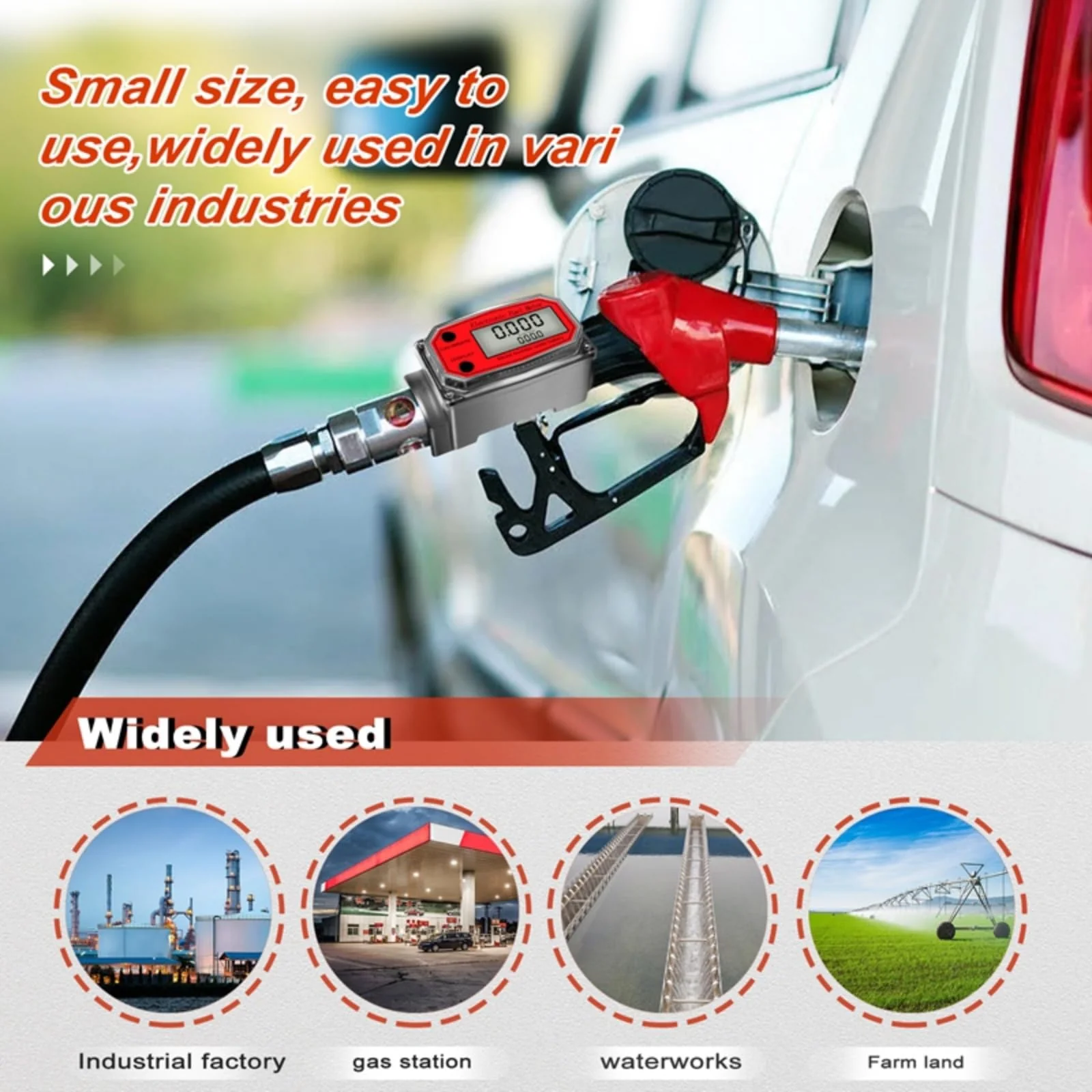 Turbine Flow Meter, 1 Inch NPT Mini Digital Turbine Flow Meter, Digital Peak Flow Meter, Fuel Flow Meter, 10-200 L, with Instant and (Red LLW-25) Red LLW-25 - Image 6