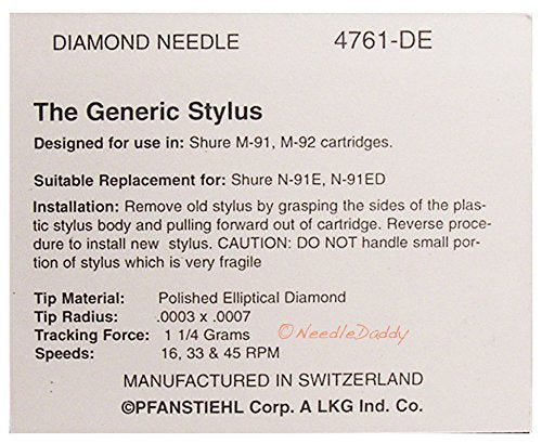 TURNTABLE NEEDLE FOR SHURE HI TRACK M92E N91ED N91E M91E REALISTIC R1000E - Image 3