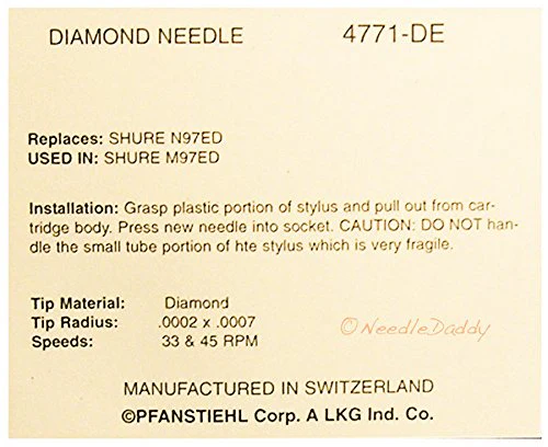 TURNTABLE STYLUS FOR SHURE N97ED N-97ED SHURE M97ED M97 N97 N105E 778-DE 4771-DE - Image 2