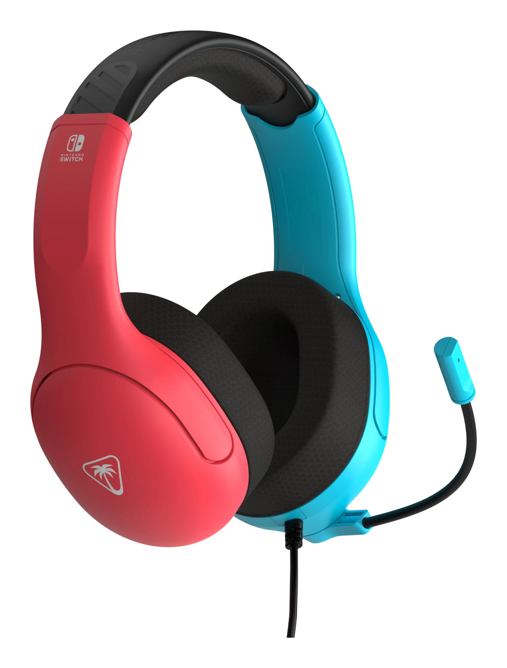Turtle Beach Airlite Fit Wired Gaming Headset: Officially Licensed for Nintendo Switch, Nintendo Switch 2/Lite/OLED Model - Flip-to-Mute Mic, Over-Ear Comfort Cushions, 40mm Speakers - Neon Blue & Red - Image 3