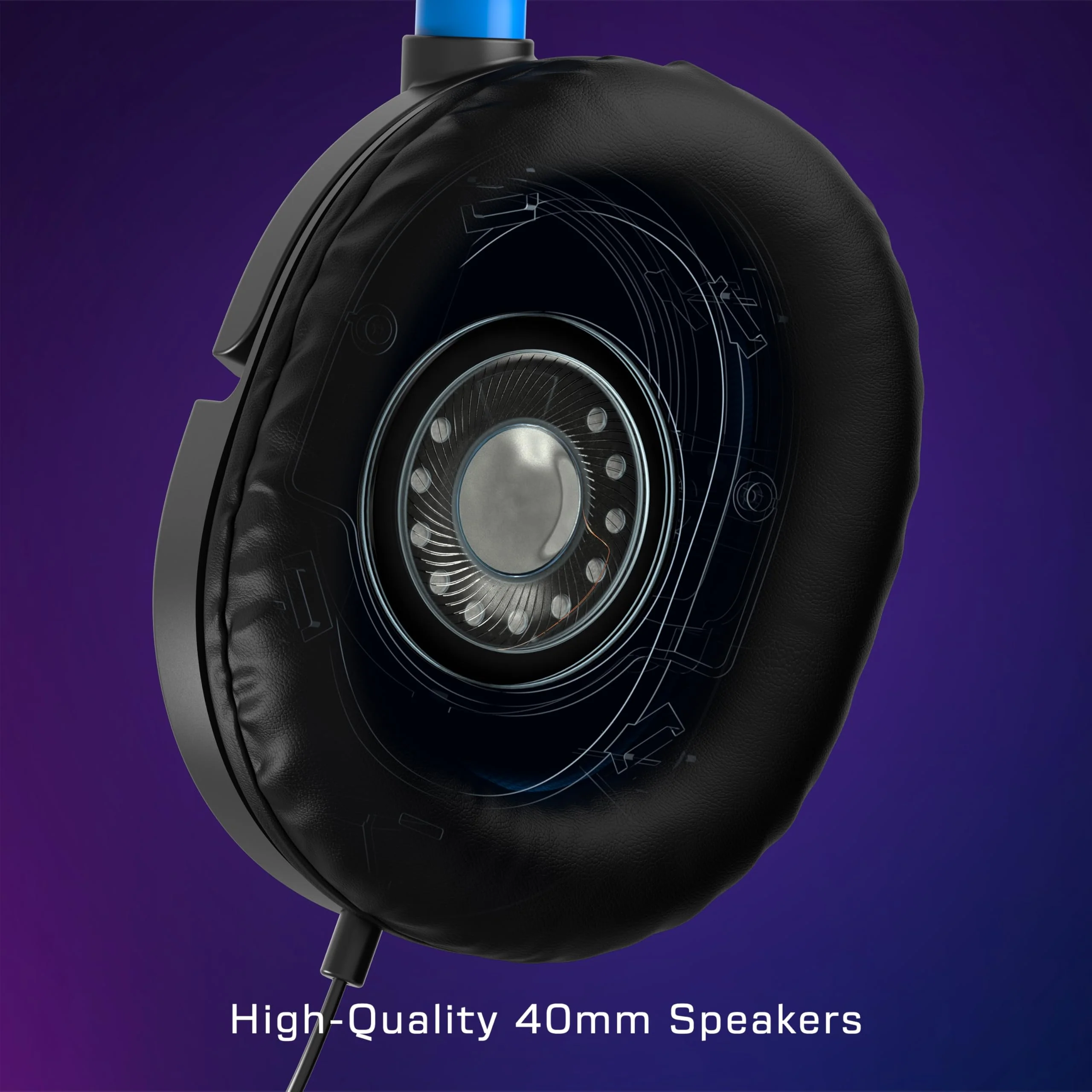 Turtle Beach Recon 50 PlayStation Gaming Headset - PS5, PS4, Xbox Series X, Xbox Series S, Xbox One, Mobile & PC with 3.5mm - Removable Mic, 40mm Speakers Black / Blue - Image 3