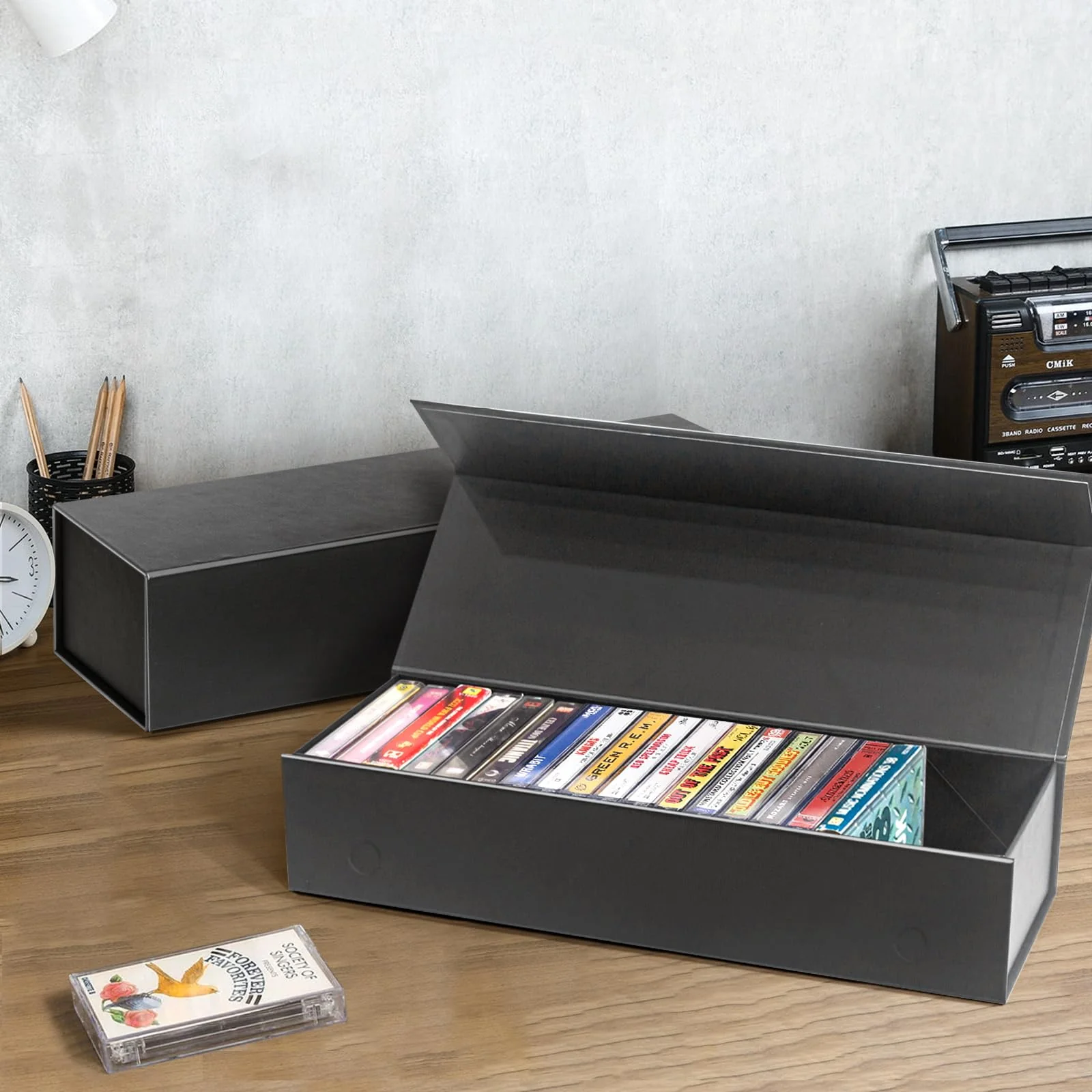 tutata Cassette Tape Storage Box, Cassette Tape Holder 14.25 x 4.5 x 3 Inch, Store Up to 20 Cassette Cases – 1 Pack - Image 6