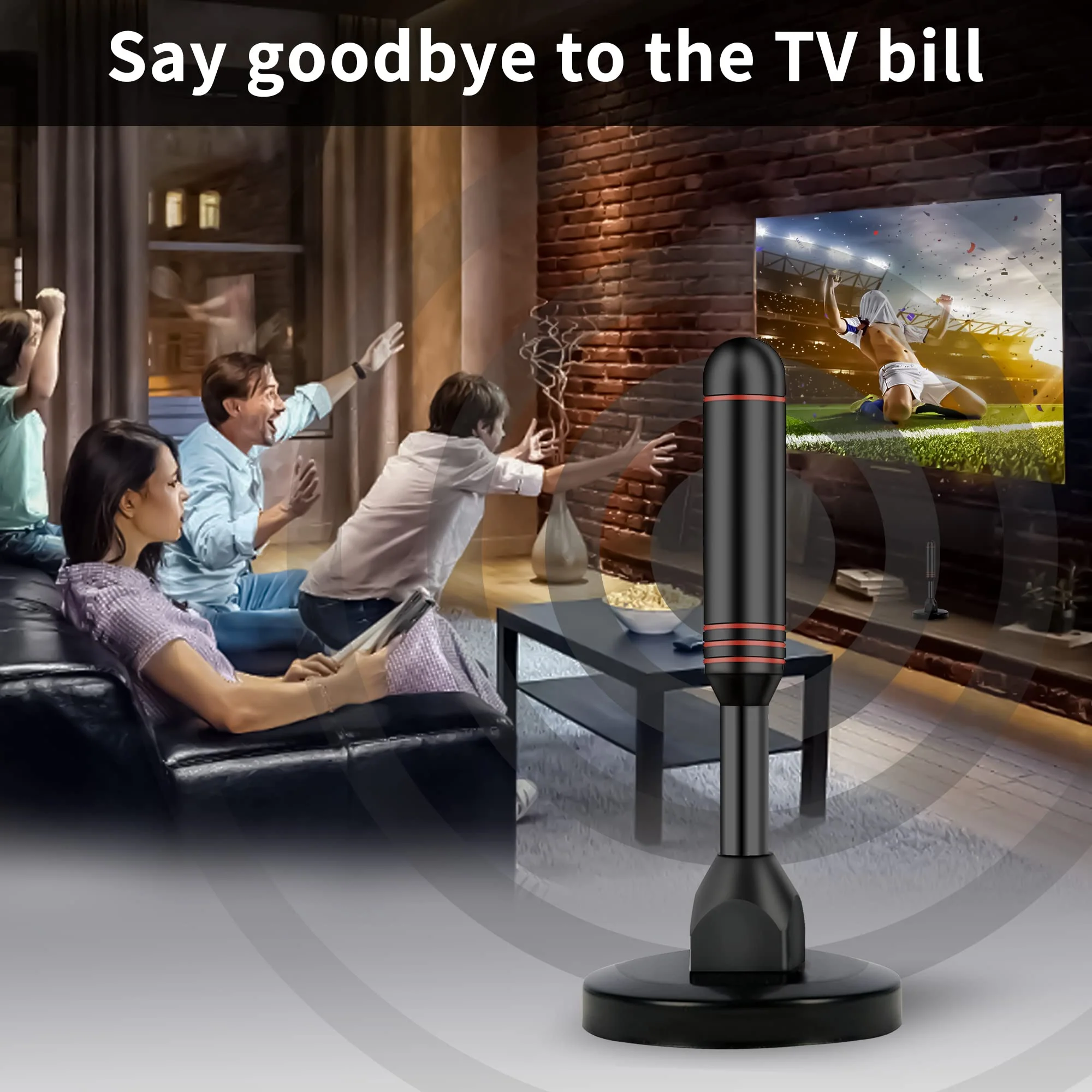 TV Antenna Indoor Antenna for Smart TV with 2 Amplifier Signal Booster for Long Range Reception and All Smart TVs HD Digital Antenna for Local Channels Supports 4K 1080p(Red) Red - Image 5