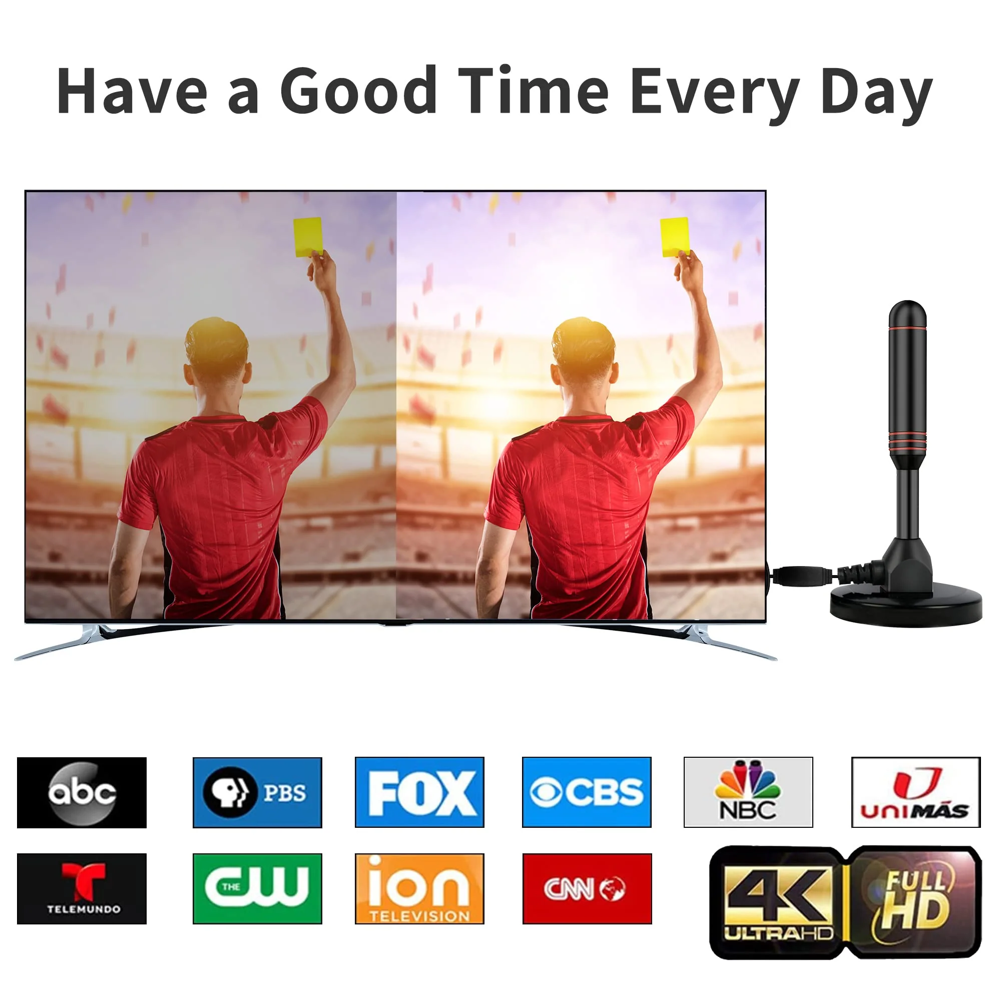 TV Antenna Indoor Antenna for Smart TV with 2 Amplifier Signal Booster for Long Range Reception and All Smart TVs HD Digital Antenna for Local Channels Supports 4K 1080p(Red) Red - Image 6