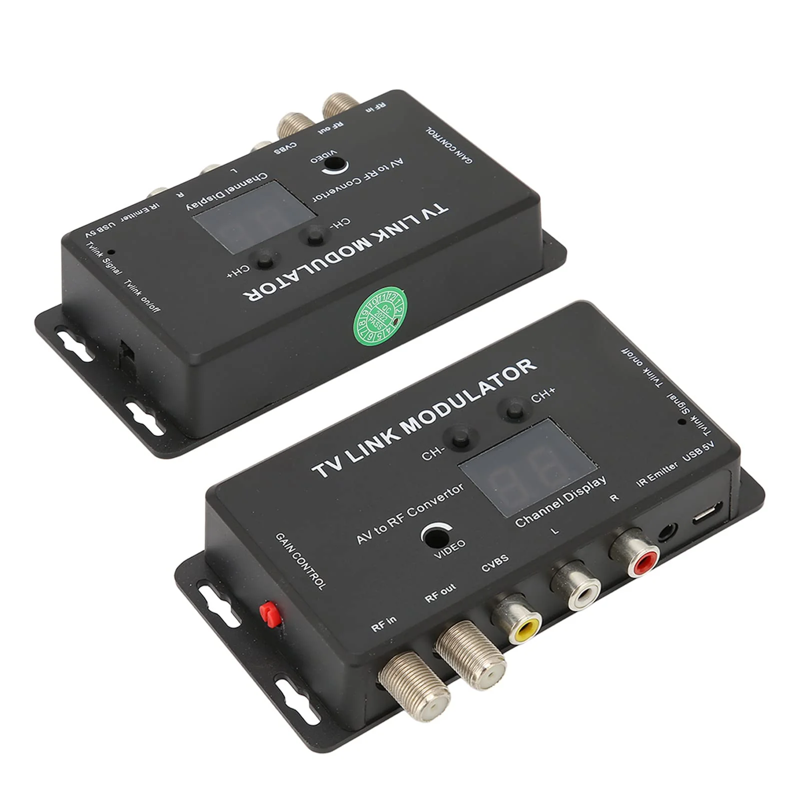 TV Link Modulator, Mini AV to RF UHF Modulator Support PAL NTSC Adjustable Output Gain Electronic UHF Home Converter, for DVD Players, Games, Digital - Image 5