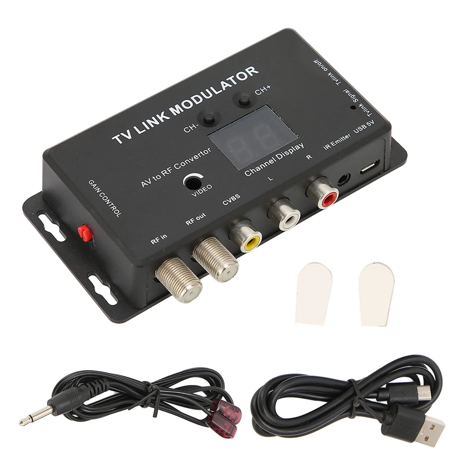 TV Link Modulator, Mini AV to RF UHF Modulator Support PAL NTSC Adjustable Output Gain Electronic UHF Home Converter, for DVD Players, Games, Digital - Image 7