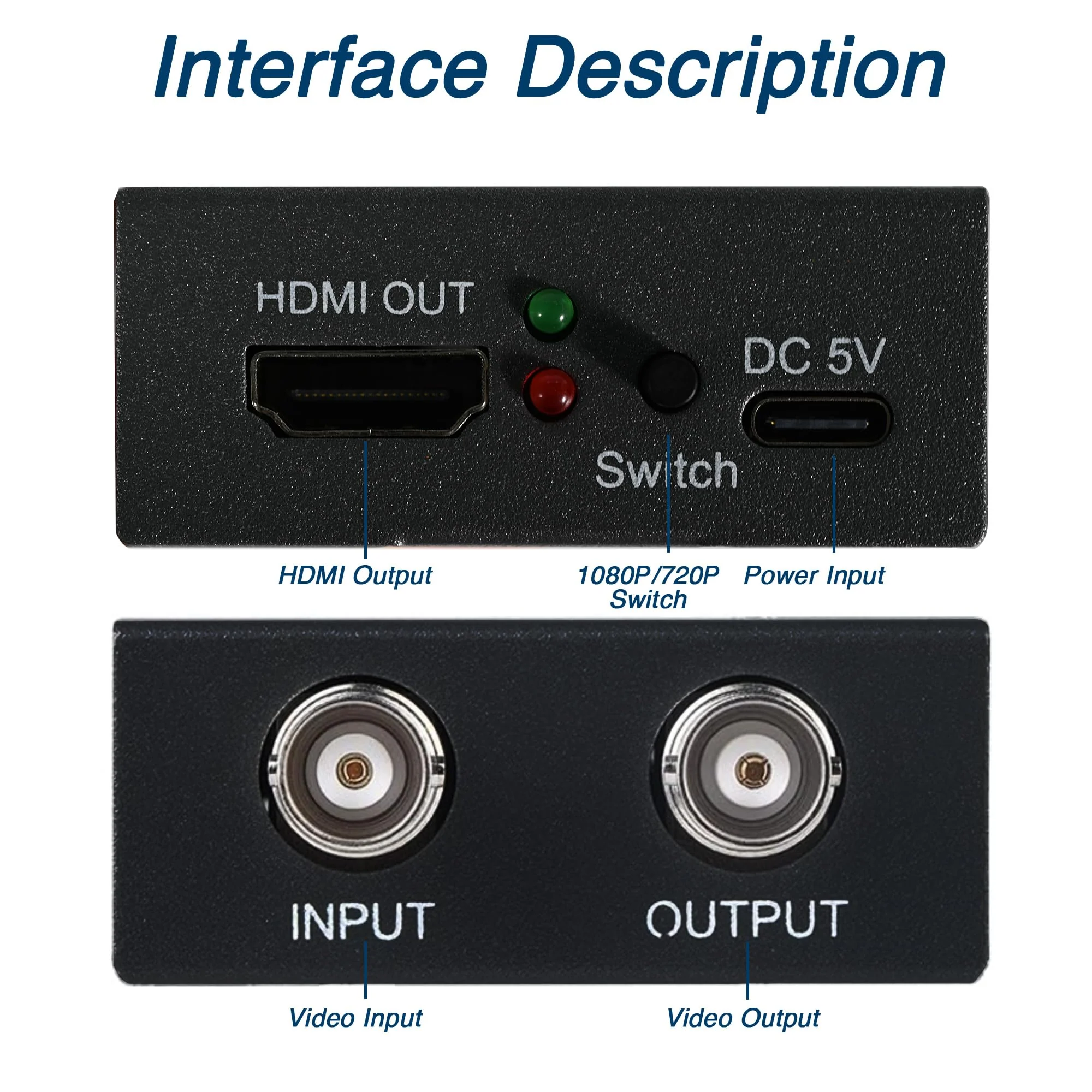 TVI/CVI/AHD to HDMI Converter, Full HD 4K 720P/ 1080P/ 3MP/ 4MP/ 5MP/ 8MP BNC to HDMI Video Signal Adapter, for Monitor/HDTV, High-Def Signal Conversion, Auto-Resolution Detection - Image 6