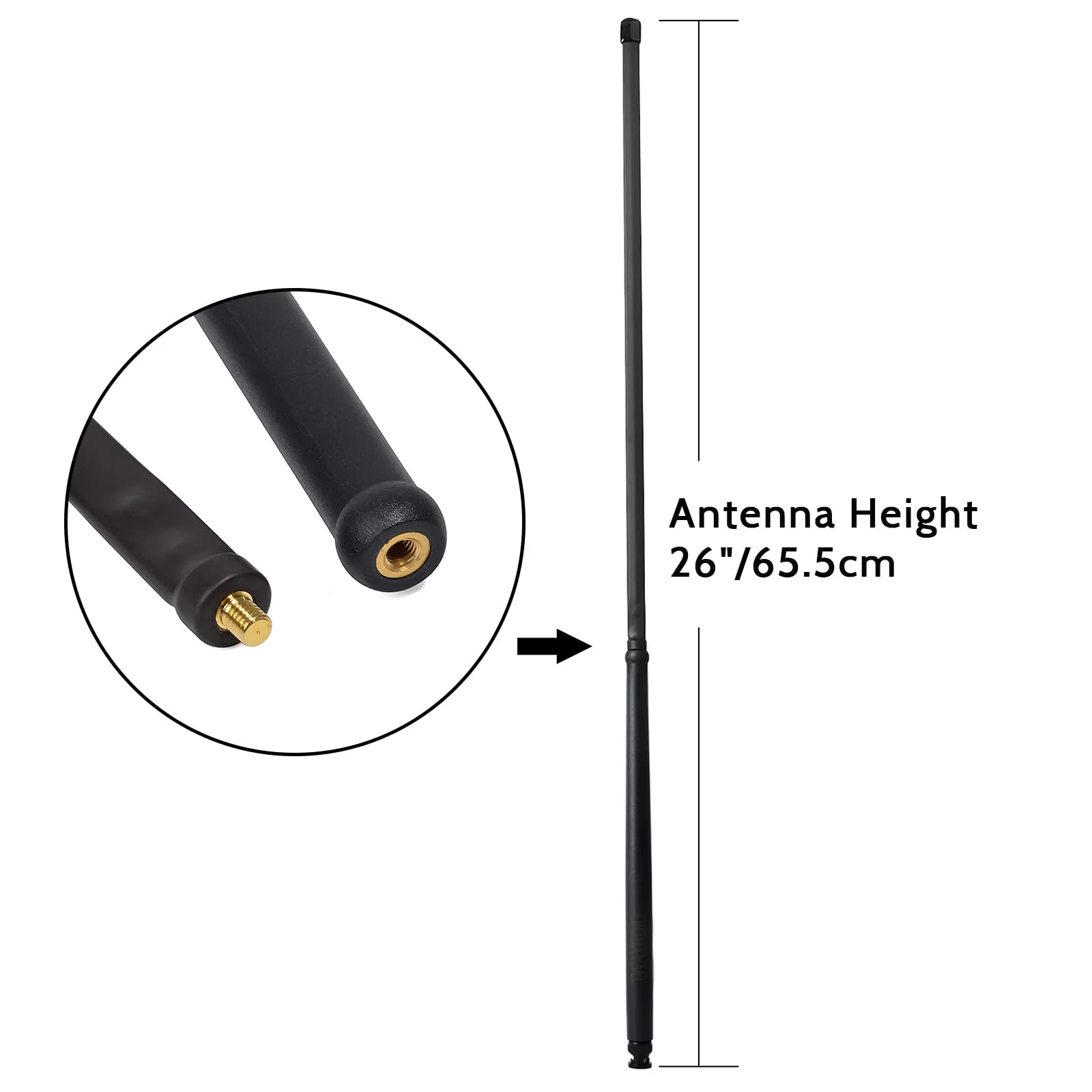 TWAYRDIO 26" Handheld CB Antenna BNC Connector for Midland Cobra Uniden CB Radio, 27MHz Foldable Tactical Antenna Replacement for Cobra HH50WXST C75WXST Uniden BC75XLT PRO401HH BC125AT - Image 2