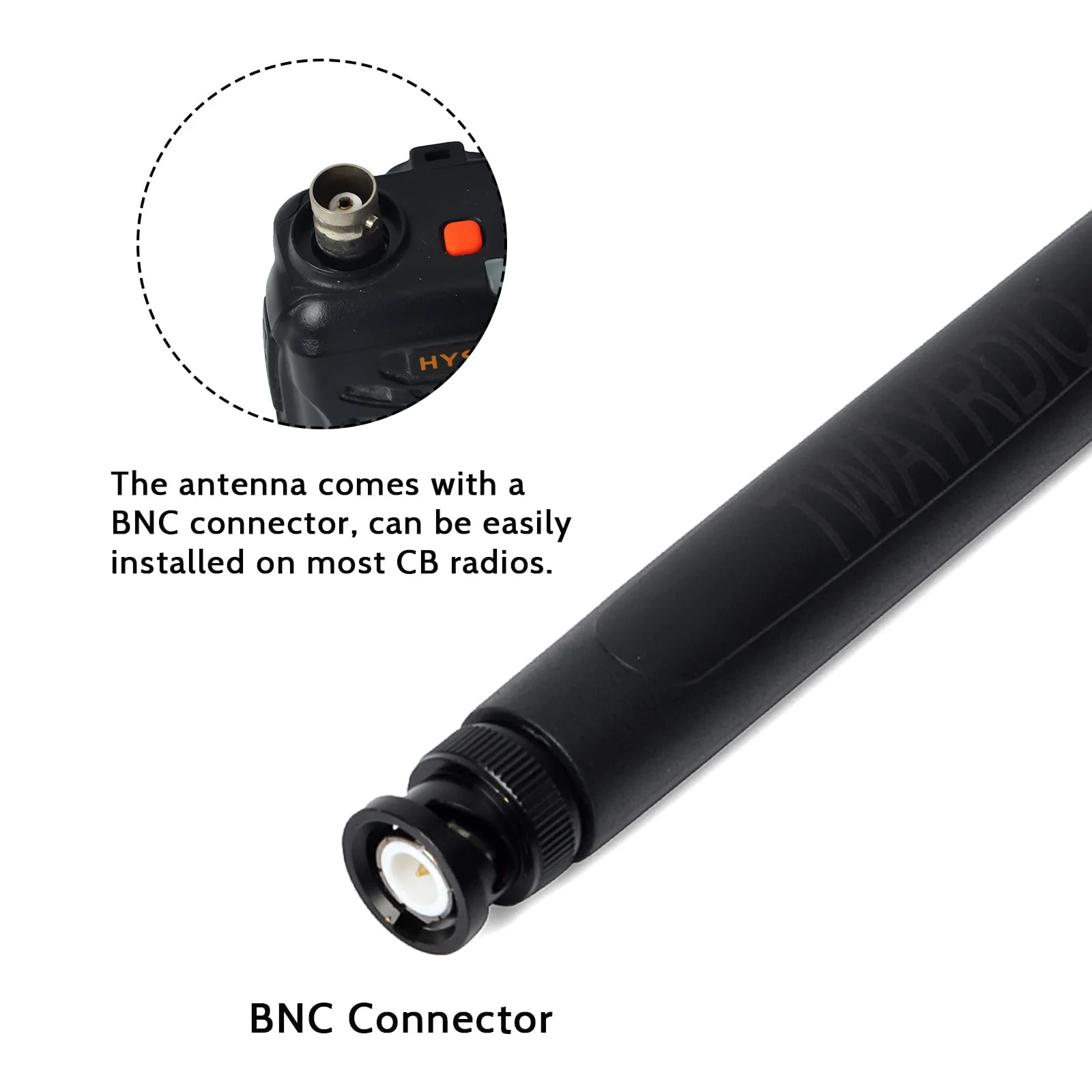 TWAYRDIO 26" Handheld CB Antenna BNC Connector for Midland Cobra Uniden CB Radio, 27MHz Foldable Tactical Antenna Replacement for Cobra HH50WXST C75WXST Uniden BC75XLT PRO401HH BC125AT - Image 3