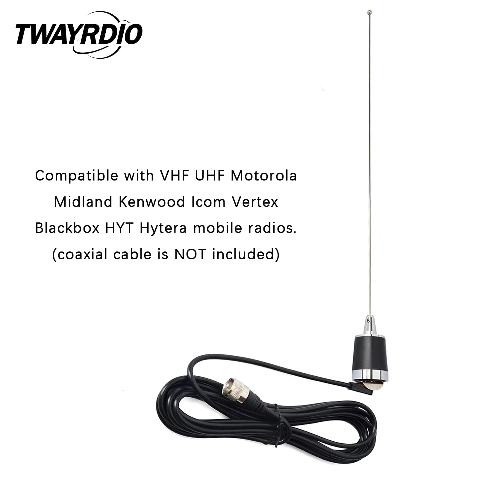 TWAYRDIO NMO Dual Band Antenna, 144MHz VHF and 430MHz UHF Two Way Antenna for Motorola Kenwood Icom Vertex Blackbox HYT Hytera Mobile Radios, Requires NMO Mount - Image 5