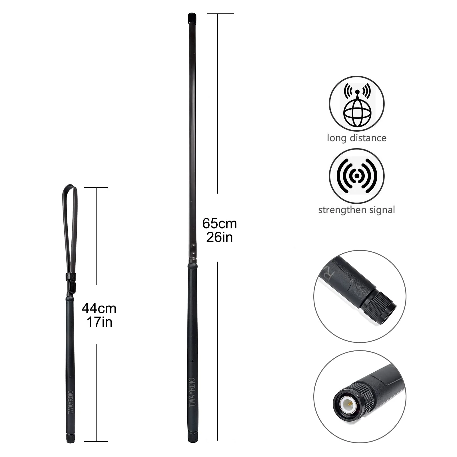 TWAYRDIO Tactical CB Antenna TNC Upgrade for President Randy, Randy II FCC Handheld CB Radio - 27MHz (TX/RX) - Image 2