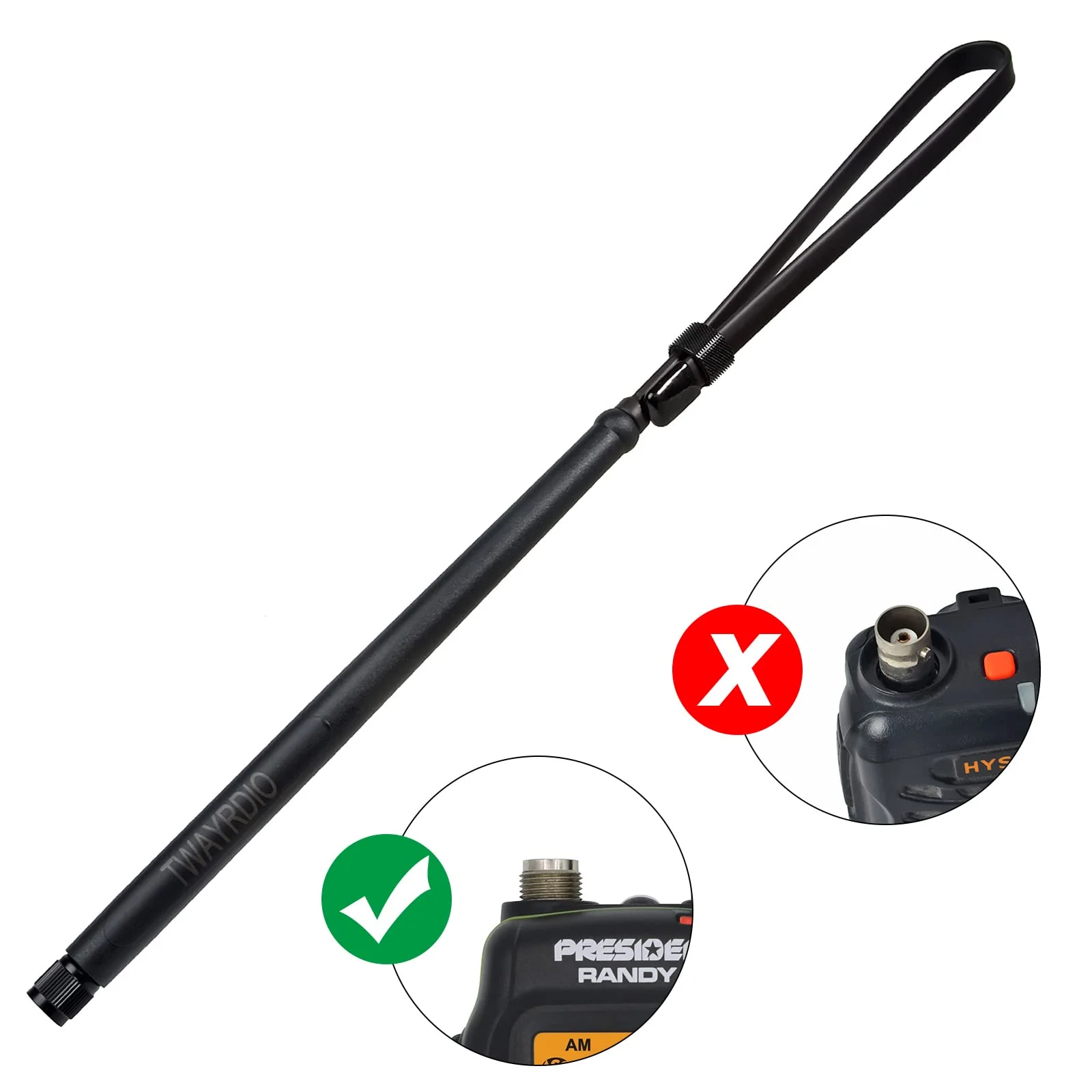 TWAYRDIO Tactical CB Antenna TNC Upgrade for President Randy, Randy II FCC Handheld CB Radio - 27MHz (TX/RX) - Image 3