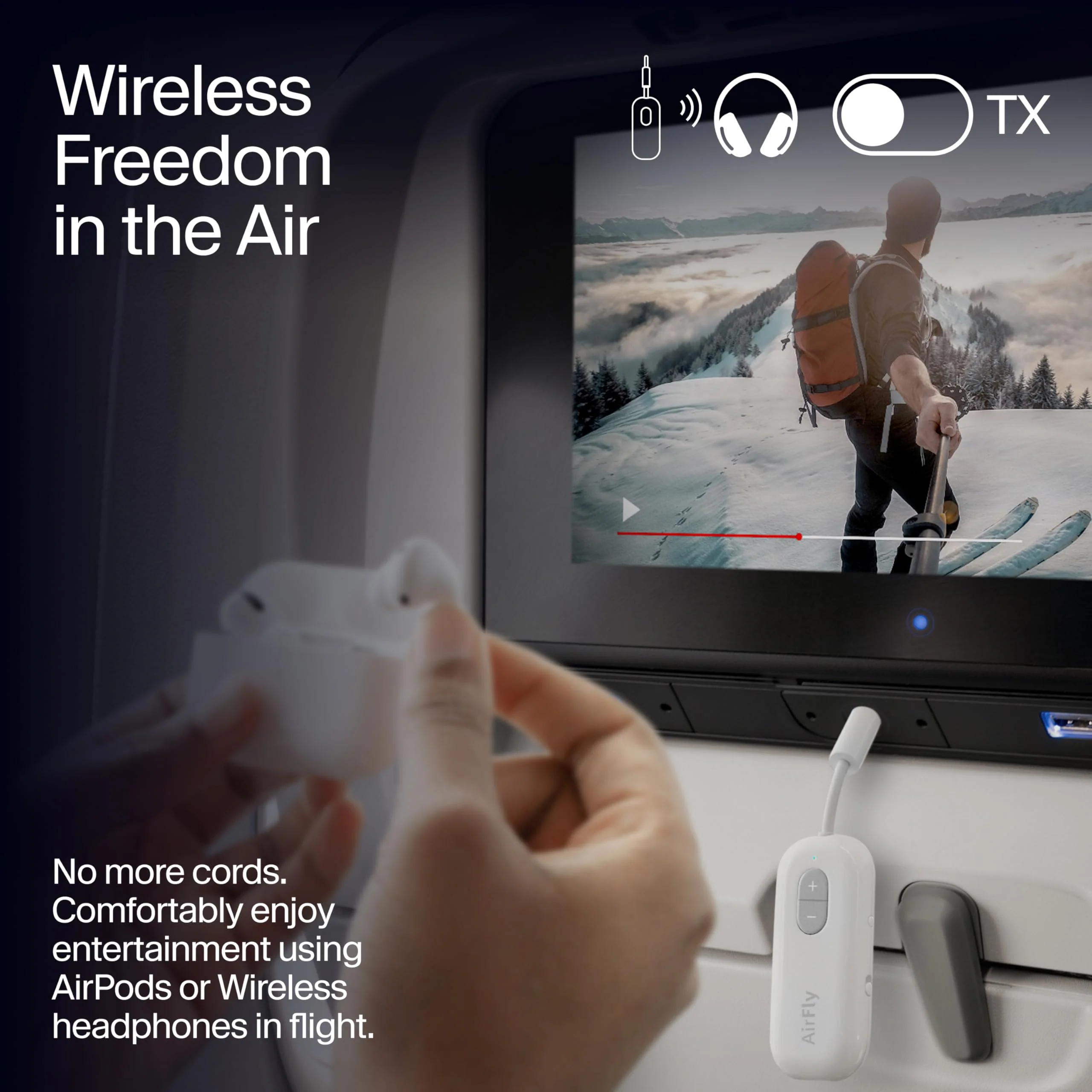 Twelve South AirFly SE, Bluetooth Wireless Audio Transmitter for AirPods/Wireless or Noise-Cancelling Headphones; Use with Any 3.5 mm Audio Jack on Airplanes, Gym Equipment or iPad/Tablets (Black) Black - Image 5