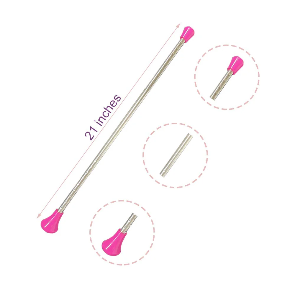 Twirling Baton 21 Inches Marching Baton Spinning Dance Baton Metal Gymnastics Parade Stick for Child in Majorette (Pink) Pink - Image 2