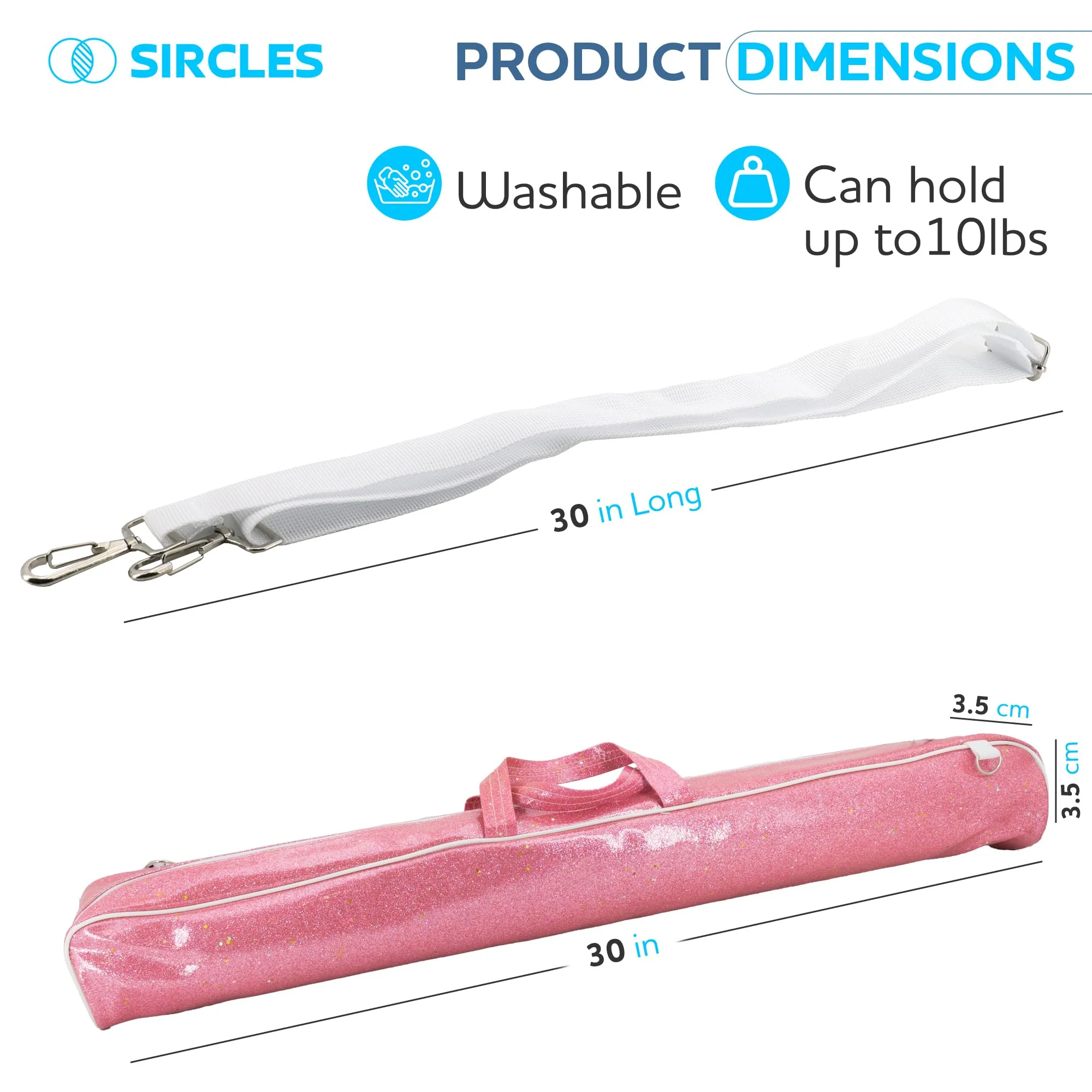 Twirling Baton Bag Case with Adjustable Shoulder Strap - Pink Sparkle Case for Majorette Marching Dance Batons - Complete with 2 Rainbow Dance Ribbons Baton Bag Pink - Image 5