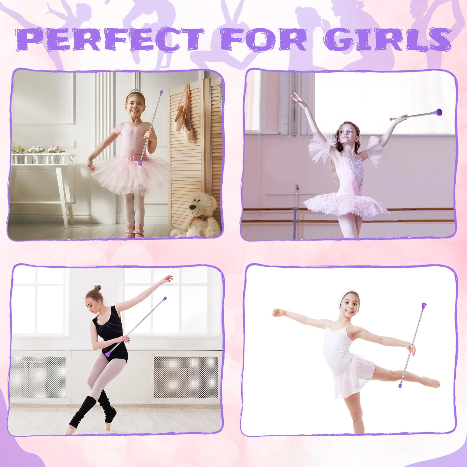 Twirling Baton Unisex Kids' Gymnastics Dance Baton Metal Baton Marching Band Baton Parade Baton Stick for Talent Shows, Artistic Dancing, Baton Twirling, 24 Inch Purple - Image 5