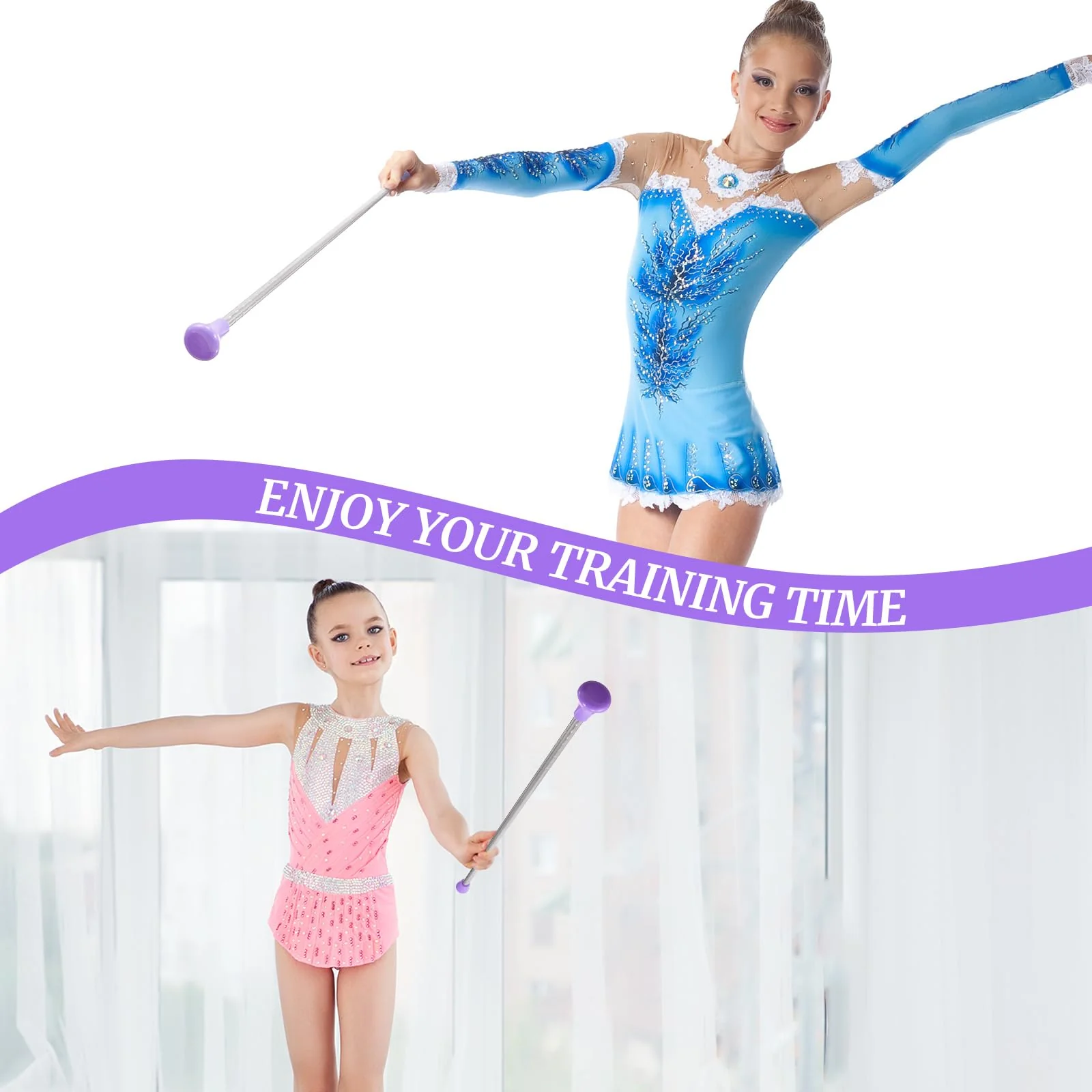 Twirling Baton Unisex Kids' Gymnastics Dance Baton Metal Baton Marching Band Baton Parade Baton Stick for Talent Shows, Artistic Dancing, Baton Twirling, 24 Inch Purple - Image 7