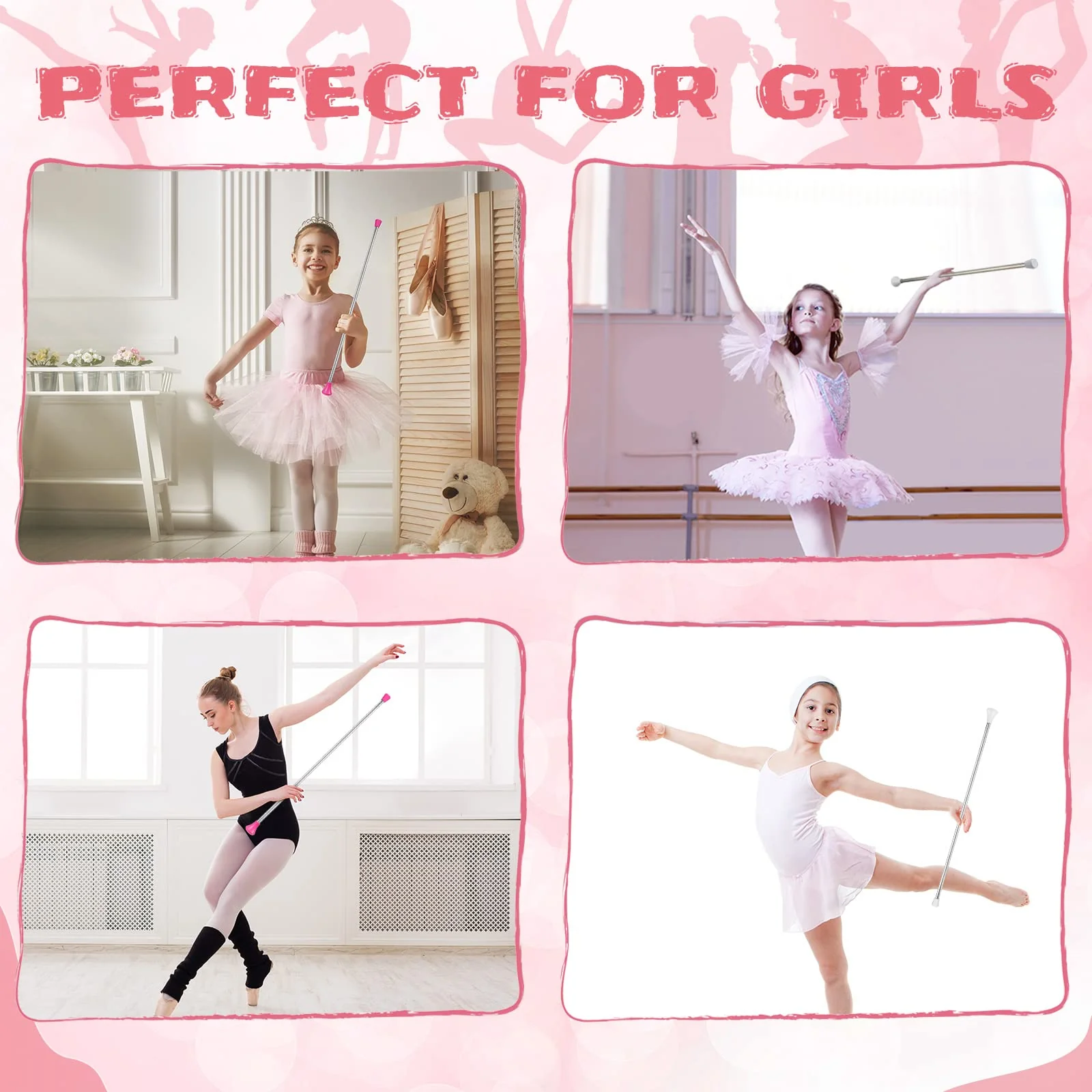 Twirling Baton Unisex Kids' Gymnastics Dance Baton Metal Baton Marching Band Baton Parade Baton Stick for Talent Shows, Artistic Dancing, Baton Twirling (White, Pink,26 Inch) White, Pink 26 Inch - Image 5