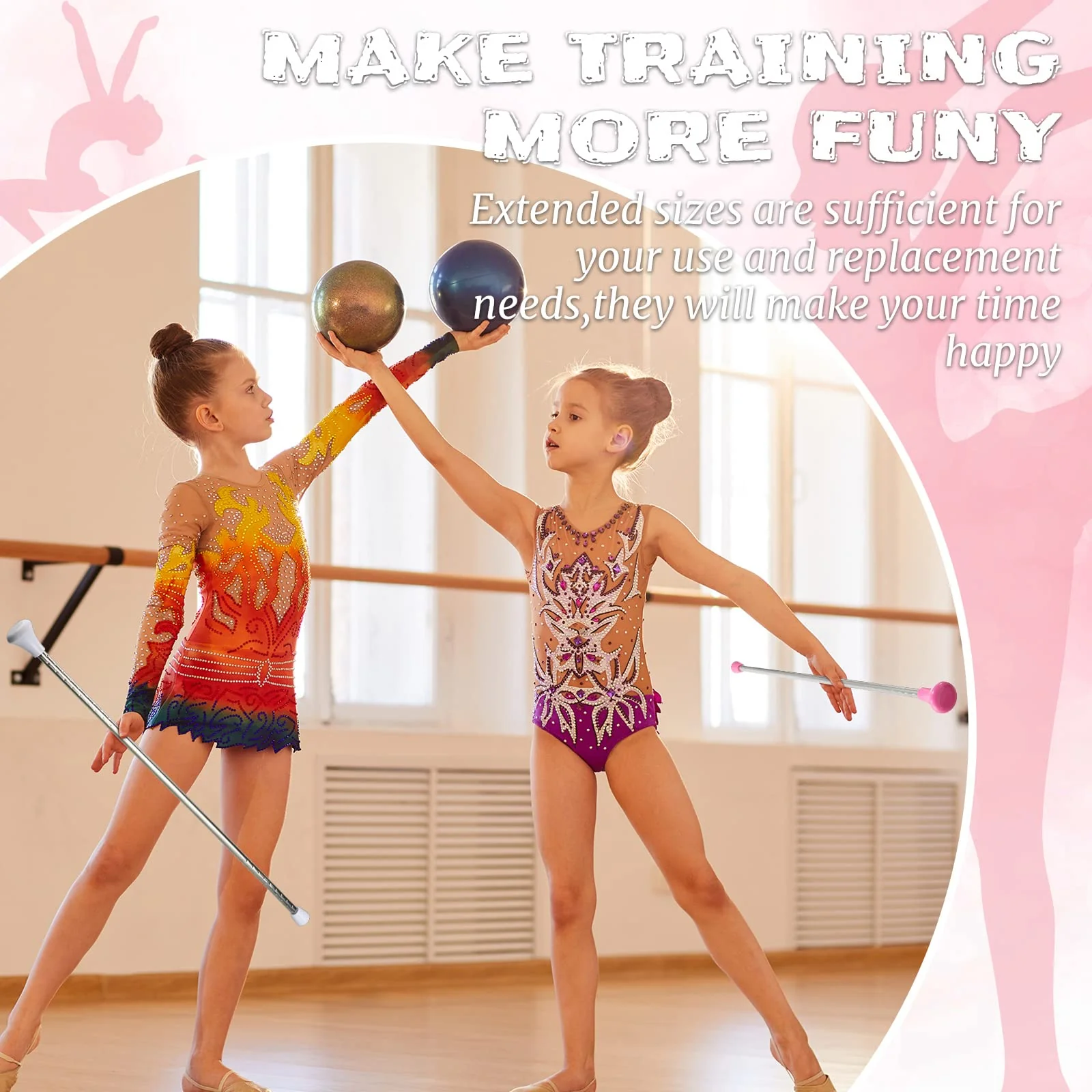Twirling Baton Unisex Kids' Gymnastics Dance Baton Metal Baton Marching Band Baton Parade Baton Stick for Talent Shows, Artistic Dancing, Baton Twirling (White, Pink,26 Inch) White, Pink 26 Inch - Image 6