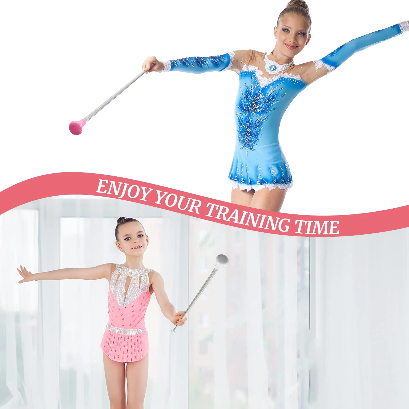 Twirling Baton Unisex Kids' Gymnastics Dance Baton Metal Baton Marching Band Baton Parade Baton Stick for Talent Shows, Artistic Dancing, Baton Twirling (White, Pink,26 Inch) White, Pink 26 Inch - Image 7
