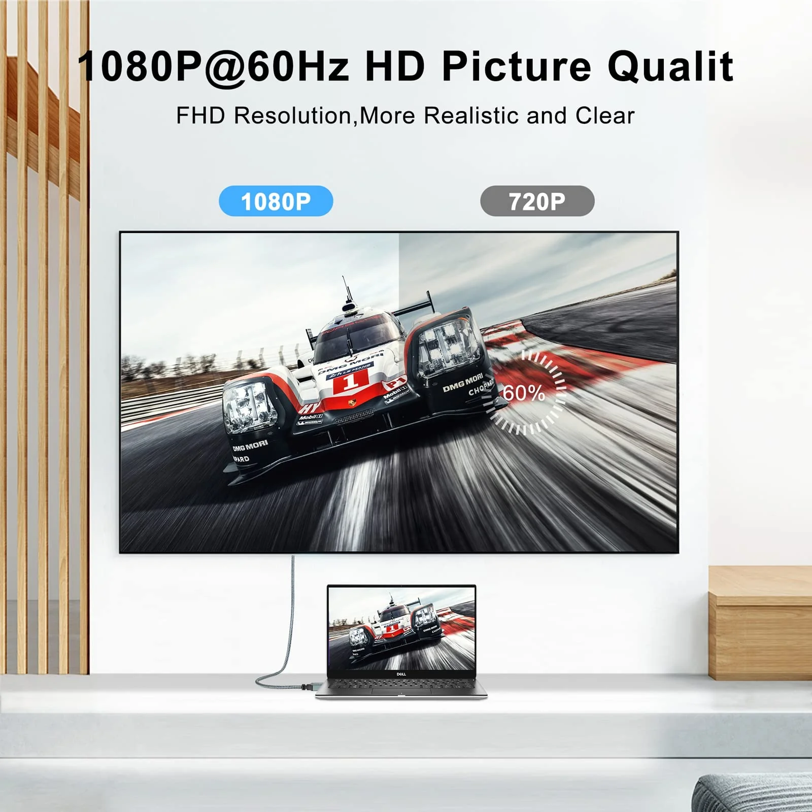 Twozoh HDMI to VGA Cable 3.3FT. Aluminum Alloy Shell Nylon Braided & Gold-Plated Support 1080P/60HZ 1 Pack - Image 4