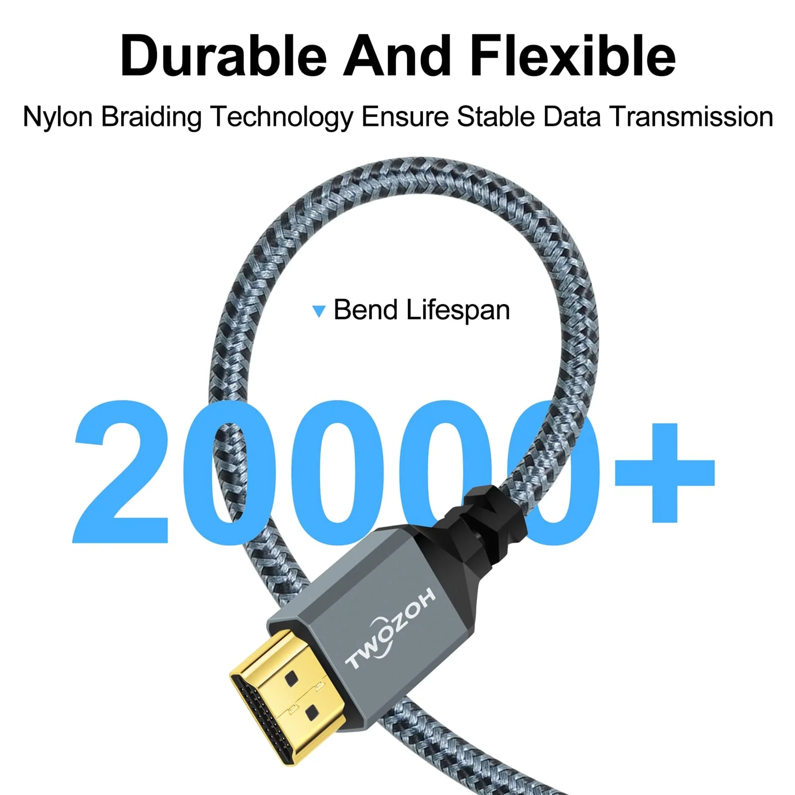 Twozoh HDMI to VGA Cable 6.6FT. Aluminum Alloy Shell Nylon Braided & Gold-Plated Support 1080P/60HZ 1 Pack - Image 2