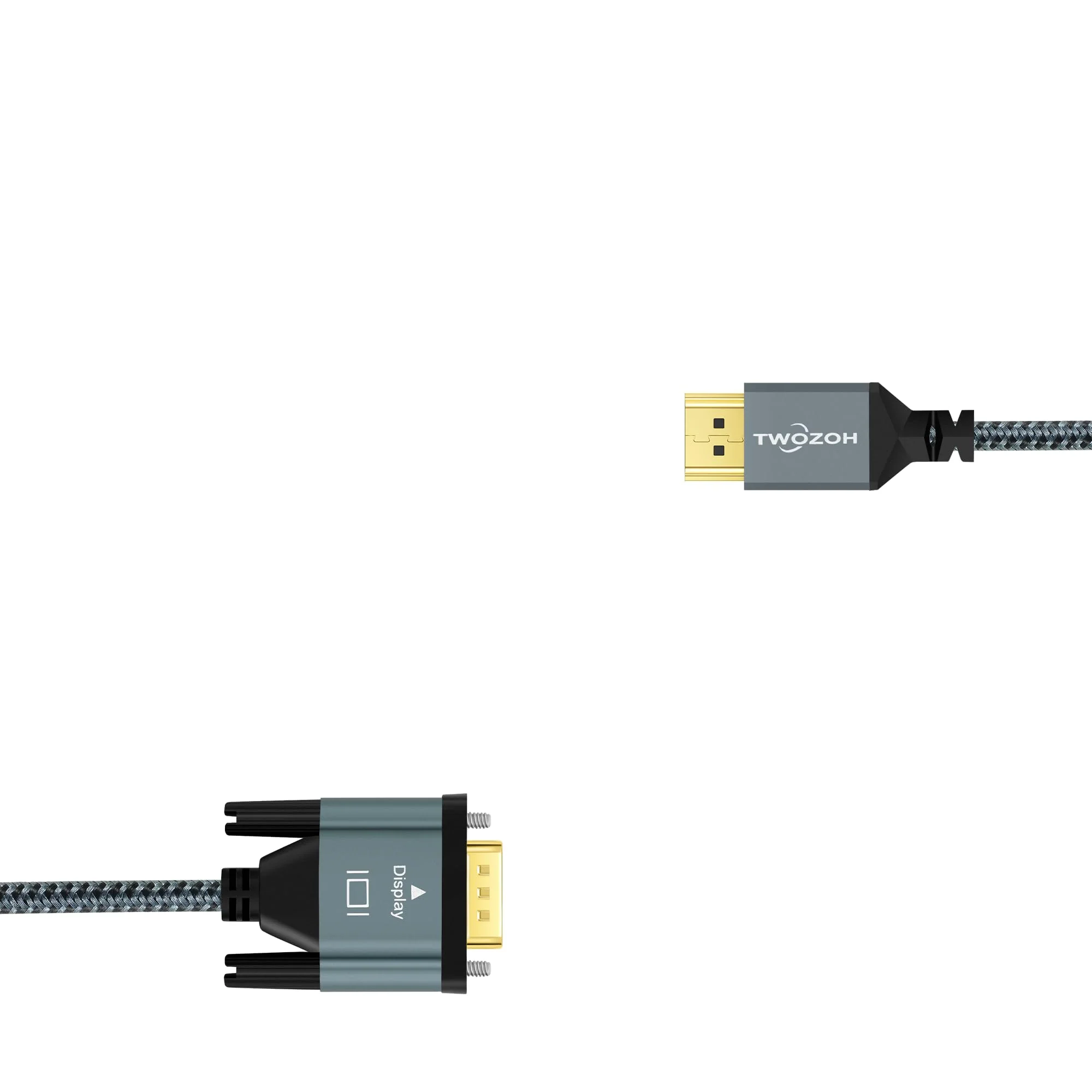 Twozoh HDMI to VGA Cable 6.6FT. Aluminum Alloy Shell Nylon Braided & Gold-Plated Support 1080P/60HZ 1 Pack - Image 7