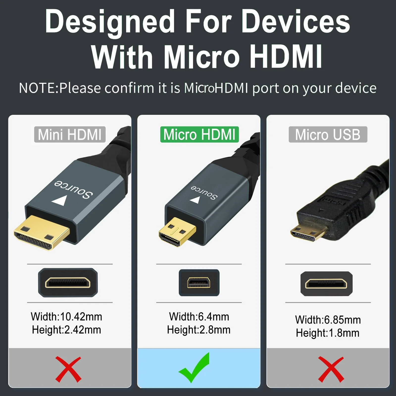 Twozoh Micro HDMI to VGA Cable 3.3FT, Gold-Plated & Braided Micro HDMI VGA (Male to Male) Support 1080P 720p Compatible with Laptop, Projector, HDTV - Image 3