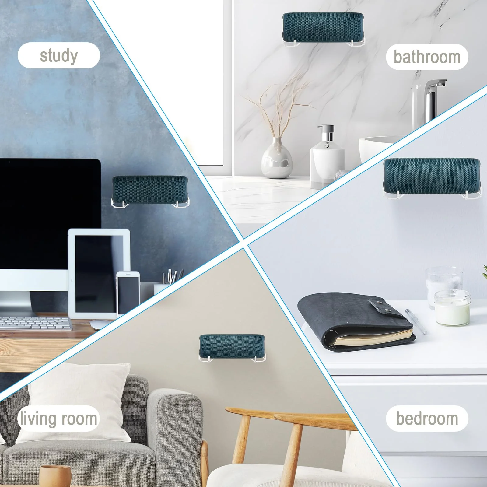 TXEsign Speaker Mount Shelf for JBL Flip 6/Flip 5/Flip 4 Portable Bluetooth Speaker-One Pack, Acrylic Speaker Holder Floating Shelf Small Wall Shelf (Transparent) Transparent - Image 4