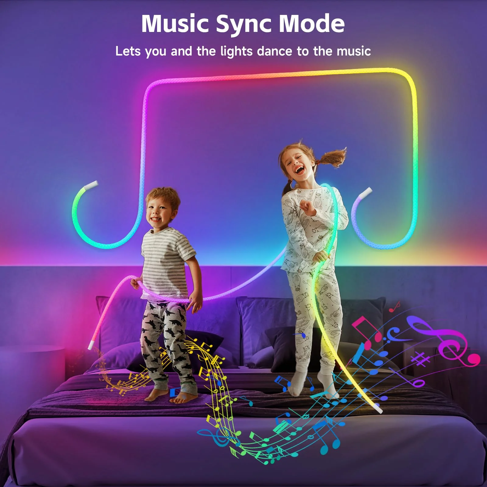 Tyute LED Rope Lights, 9.84ft Neon LED Lights Strip with 360 Degree Luminous, 5V USB Flexible IP67 Waterproof Music Sync Remote APP Control Gaming Lights Accessories for Bedroom Outdoor Décor - Image 5