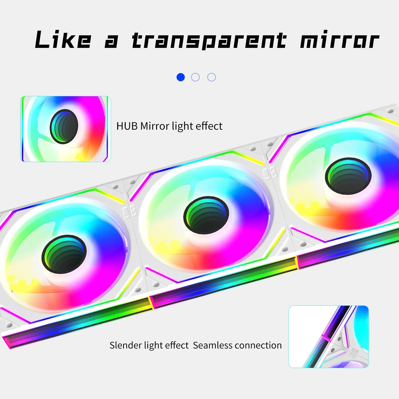 TZMRIT Interstellar-V2 Infinity Mirror ARGB PWM Fan 120 mm White, RGB Fan 120 mm, Triple Pack (White Reverse Flow) White Reverse Flow-V2 - Image 5