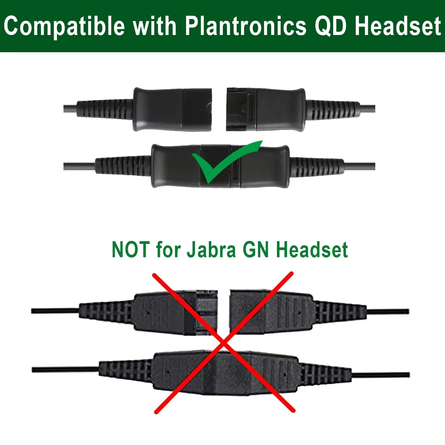 U10P Headset Adapter RJ9 to QD Cable for Plantronics Quick Disconnect Headset Cord Compatible with Polycom VVX411 VVX410 VVX311 VVX310 Plantronics ShoreTel Avaya NEC Aastra Mitel Nortel Landline Phone - Image 5